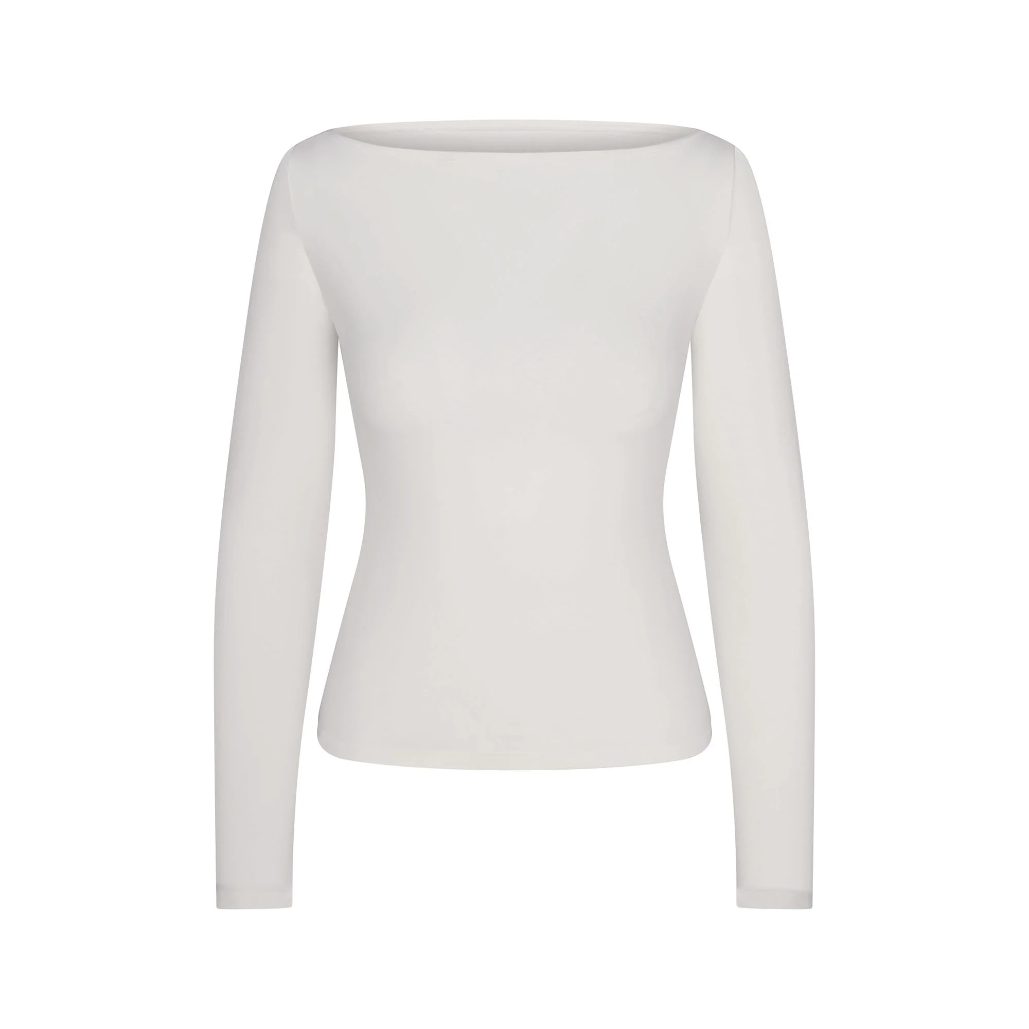 COTTON JERSEY LONG SLEEVE BOATNECK TOP | MARBLE