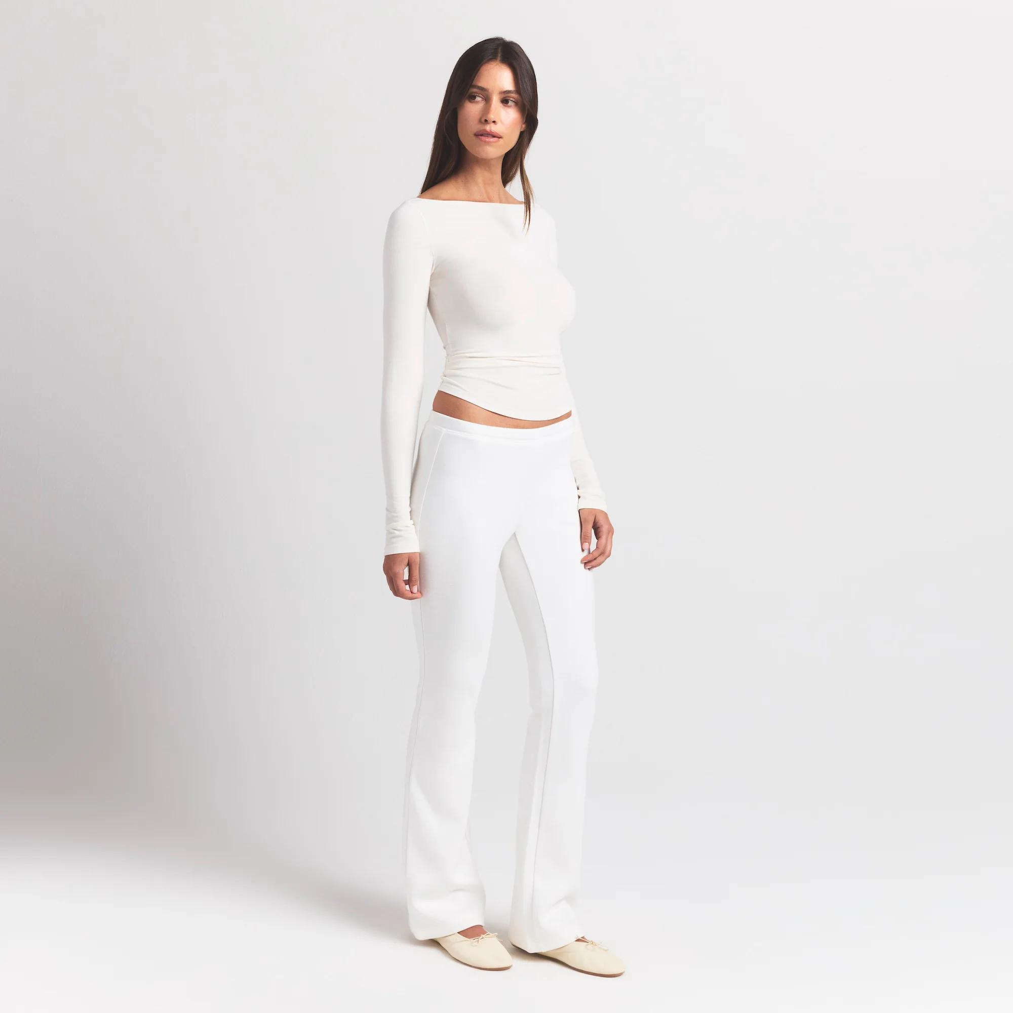 COTTON JERSEY LONG SLEEVE BOATNECK TOP | MARBLE - Image 4