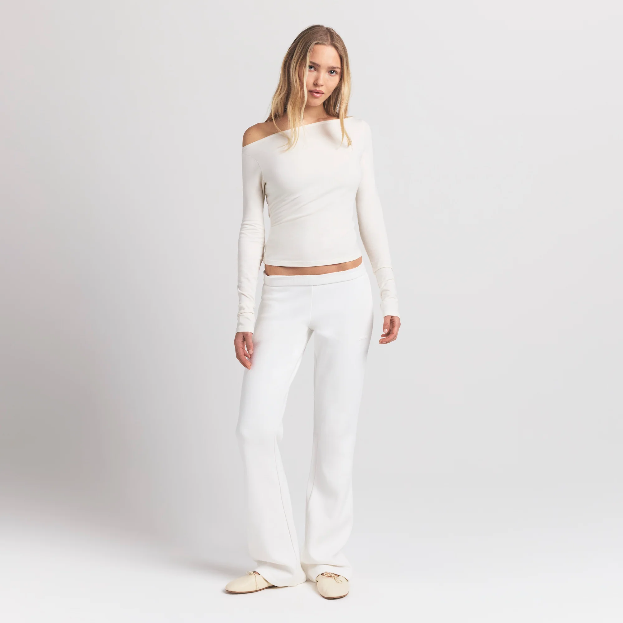 COTTON JERSEY LONG SLEEVE BOATNECK TOP | MARBLE - Image 6
