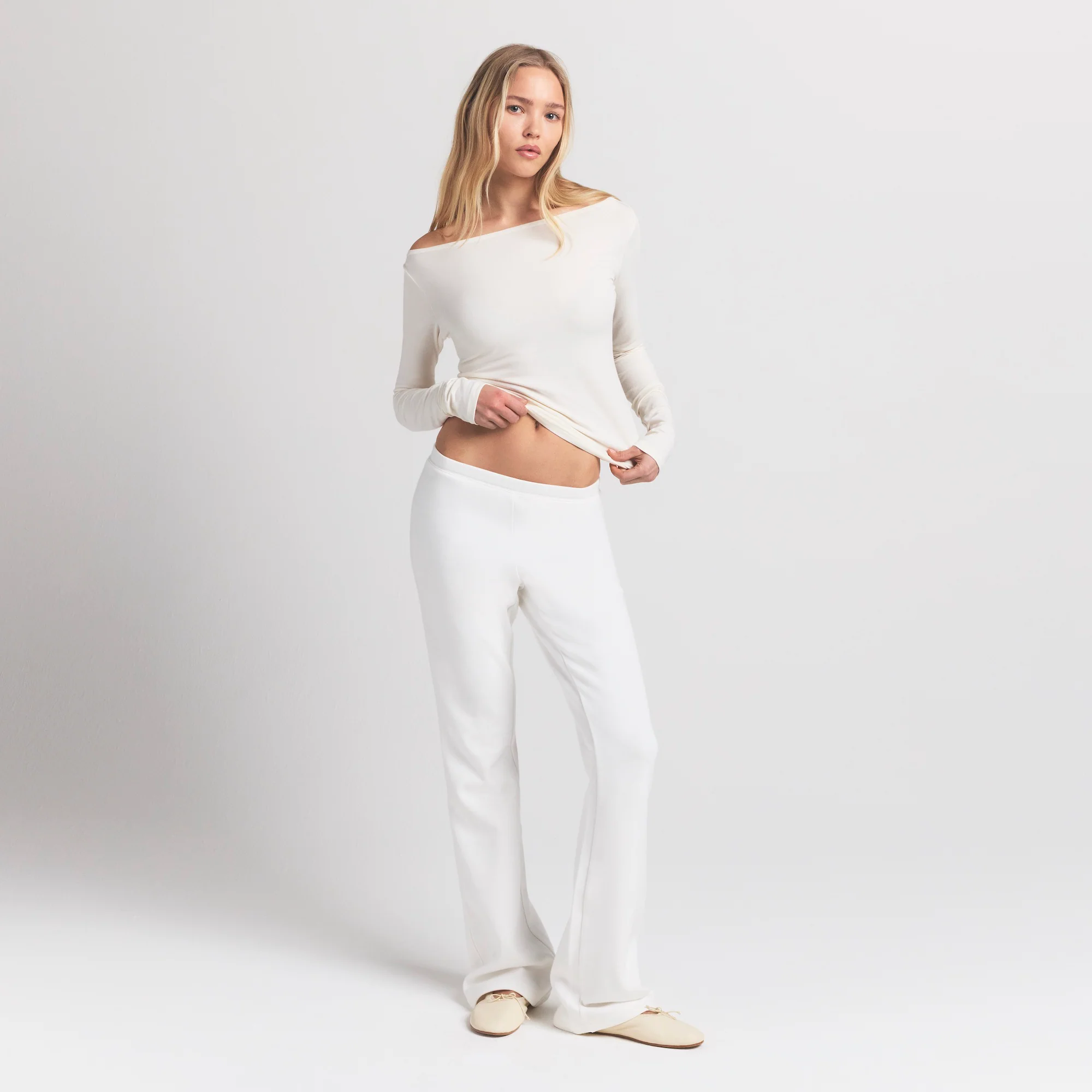 COTTON JERSEY LONG SLEEVE BOATNECK TOP | MARBLE - Image 7