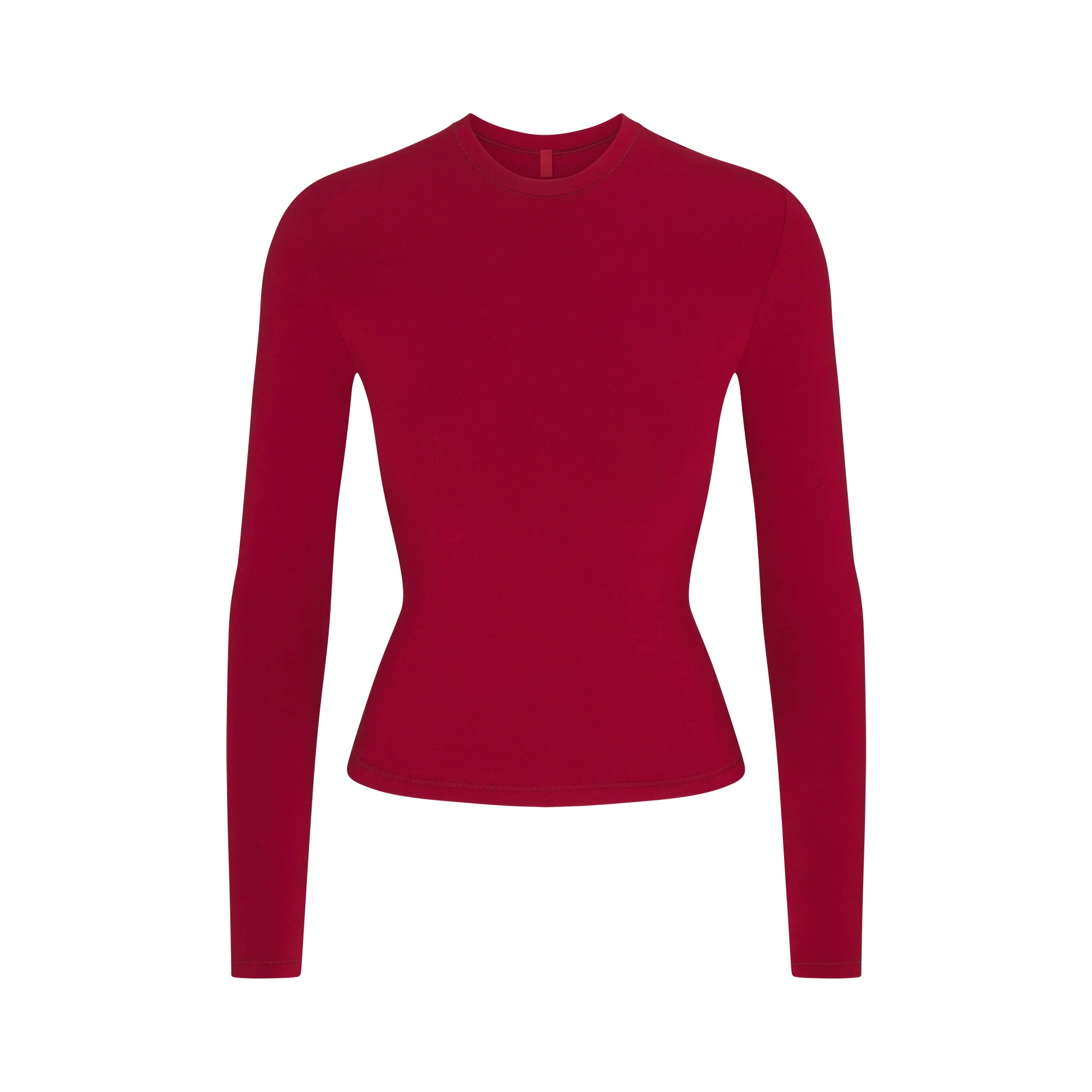 COTTON JERSEY LONG SLEEVE T-SHIRT | BRICK