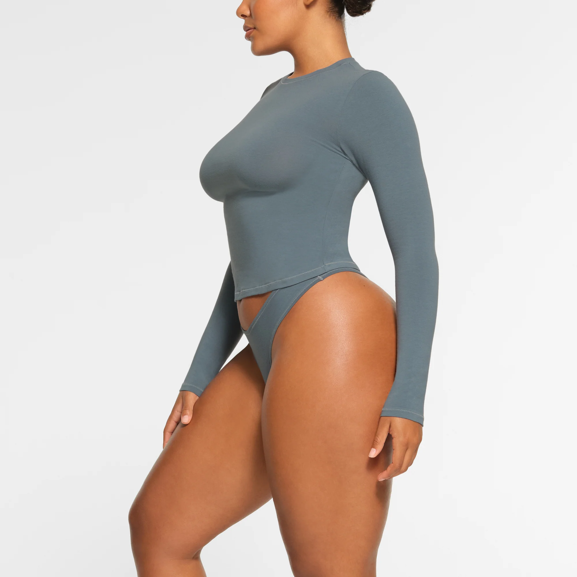 COTTON JERSEY LONG SLEEVE T-SHIRT | KYANITE - Image 3