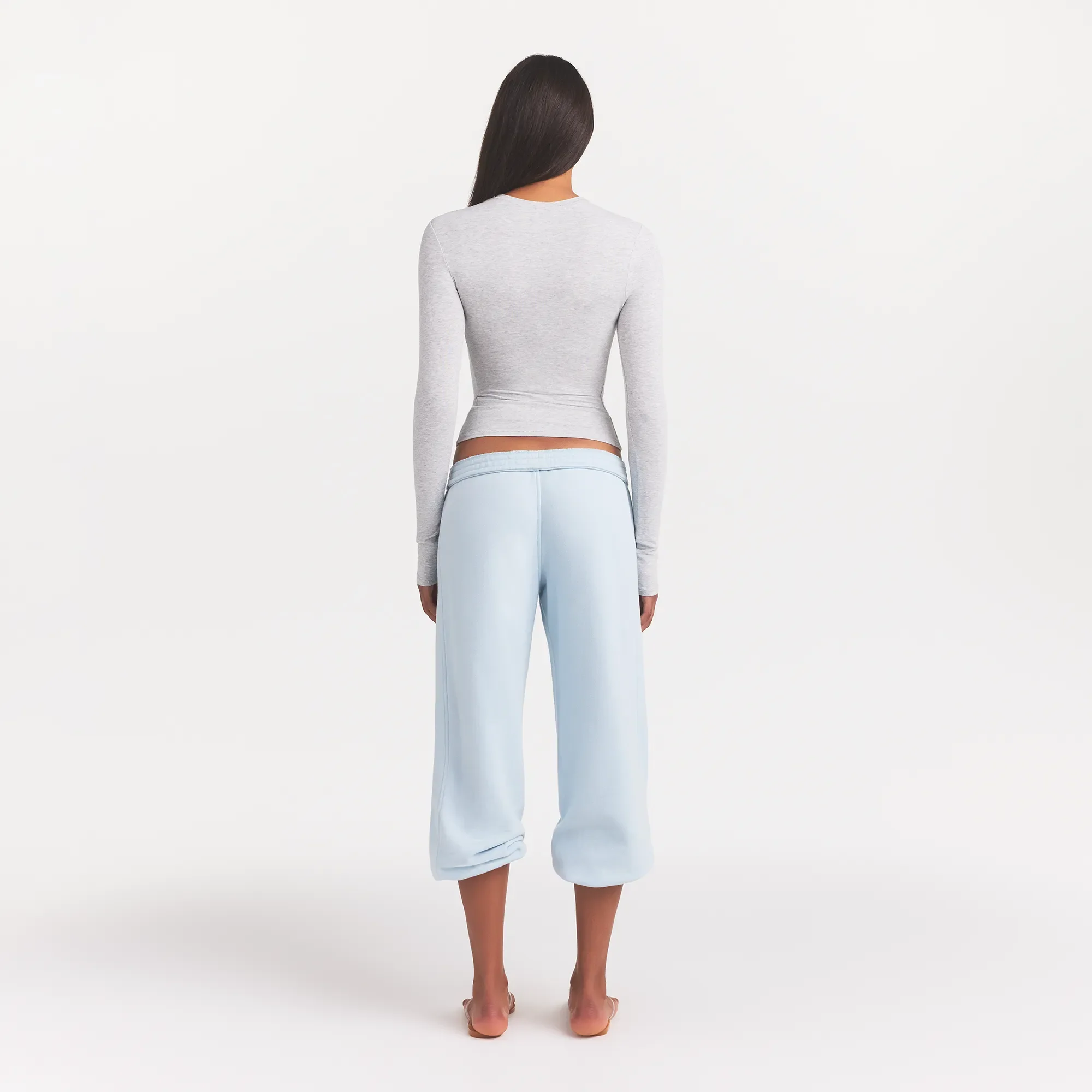 COTTON JERSEY LONG SLEEVE T-SHIRT | LIGHT HEATHER GREY - Image 3