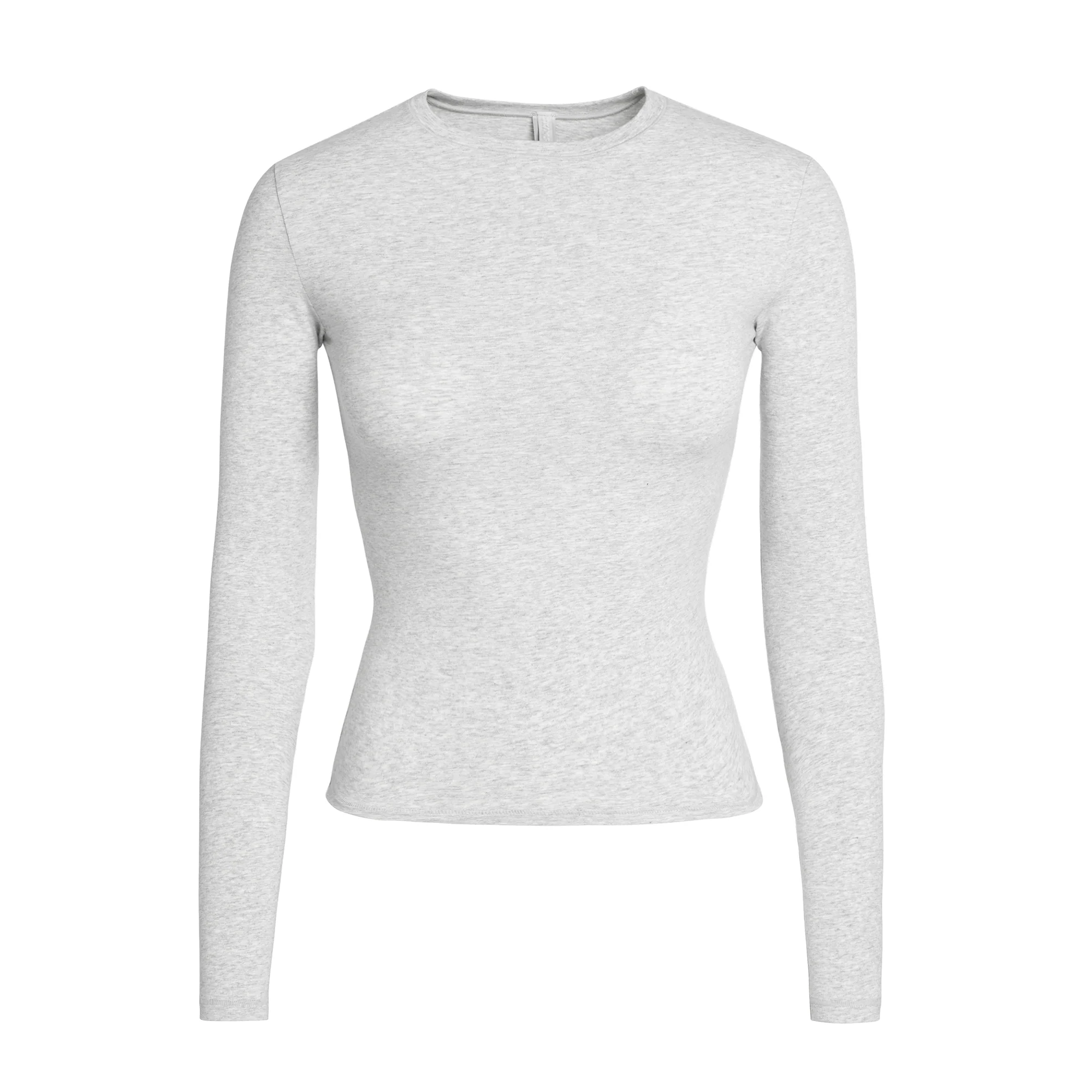 COTTON JERSEY LONG SLEEVE T-SHIRT | LIGHT HEATHER GREY - Image 4