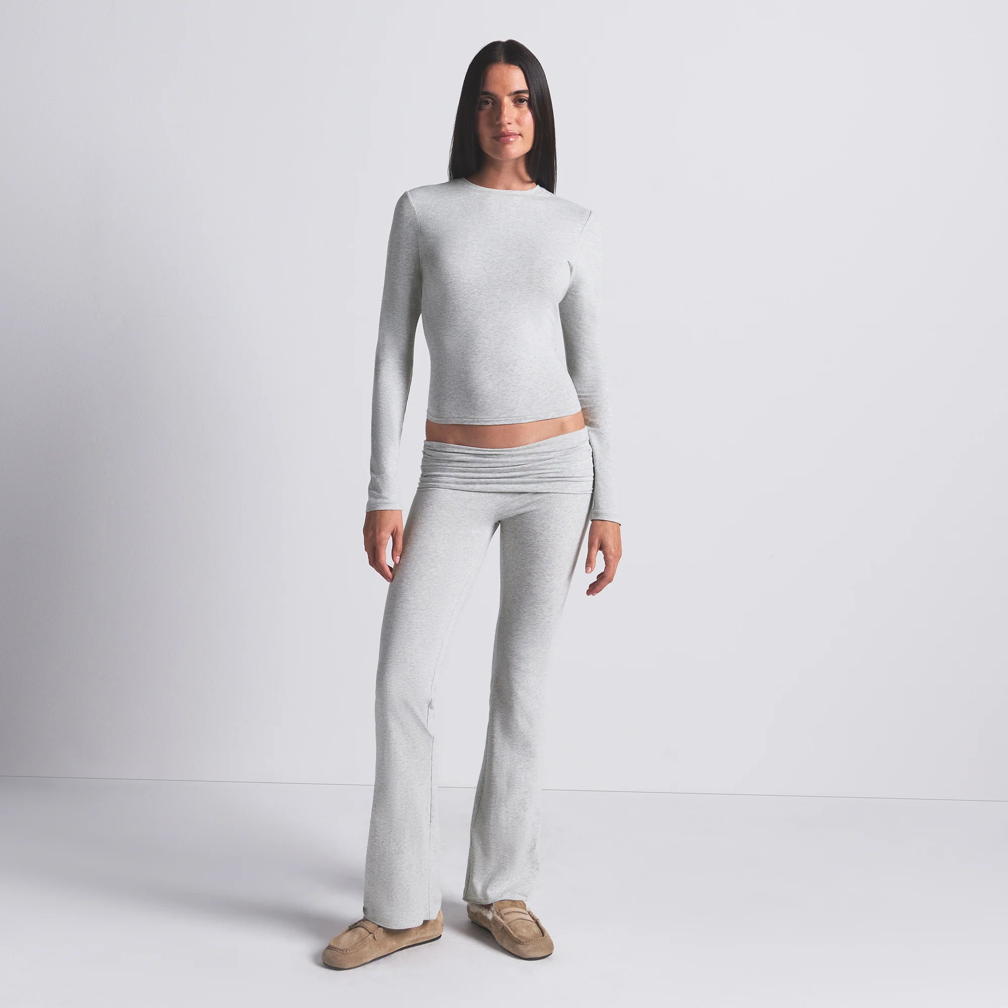 COTTON JERSEY LONG SLEEVE T-SHIRT | LIGHT HEATHER GREY - Image 5