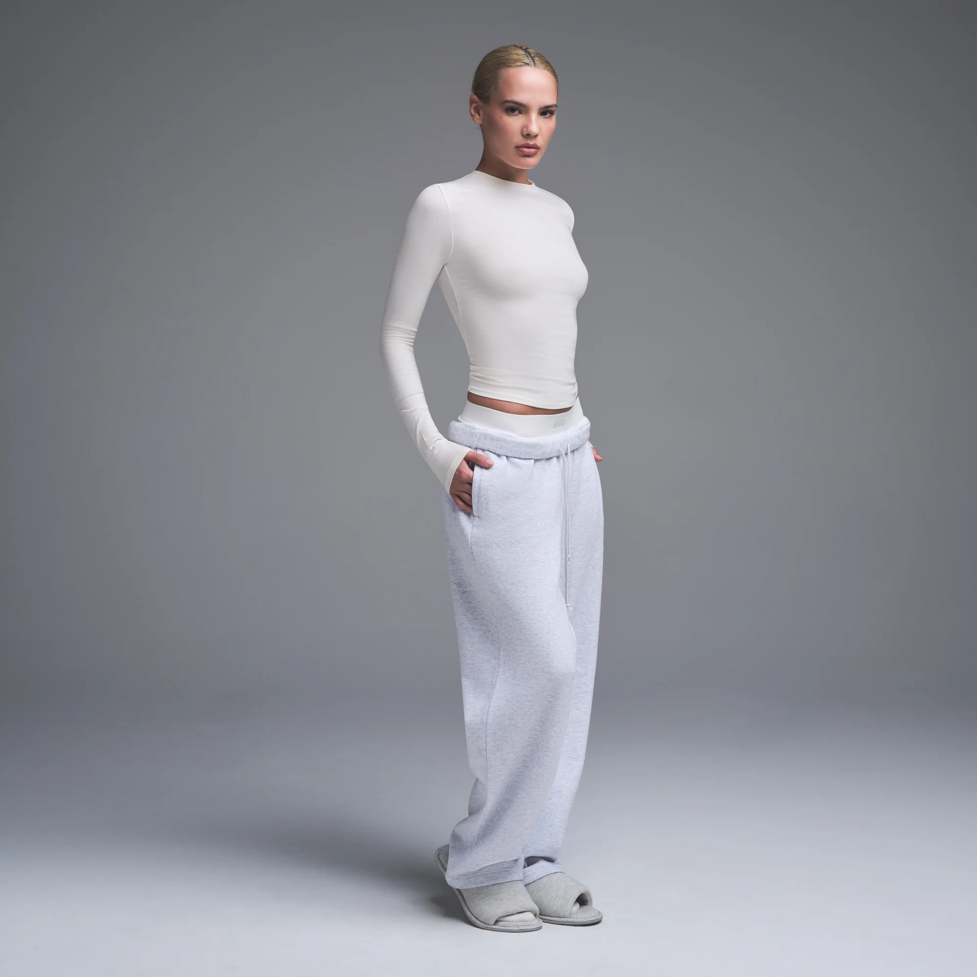 COTTON JERSEY LONG SLEEVE T-SHIRT | MARBLE - Image 3