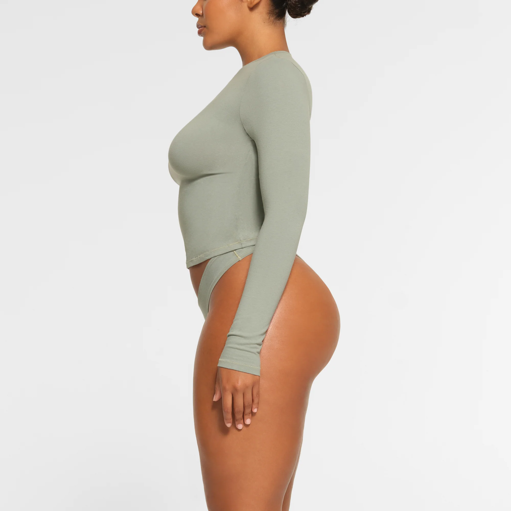 COTTON JERSEY LONG SLEEVE T-SHIRT | MINERAL - Image 3