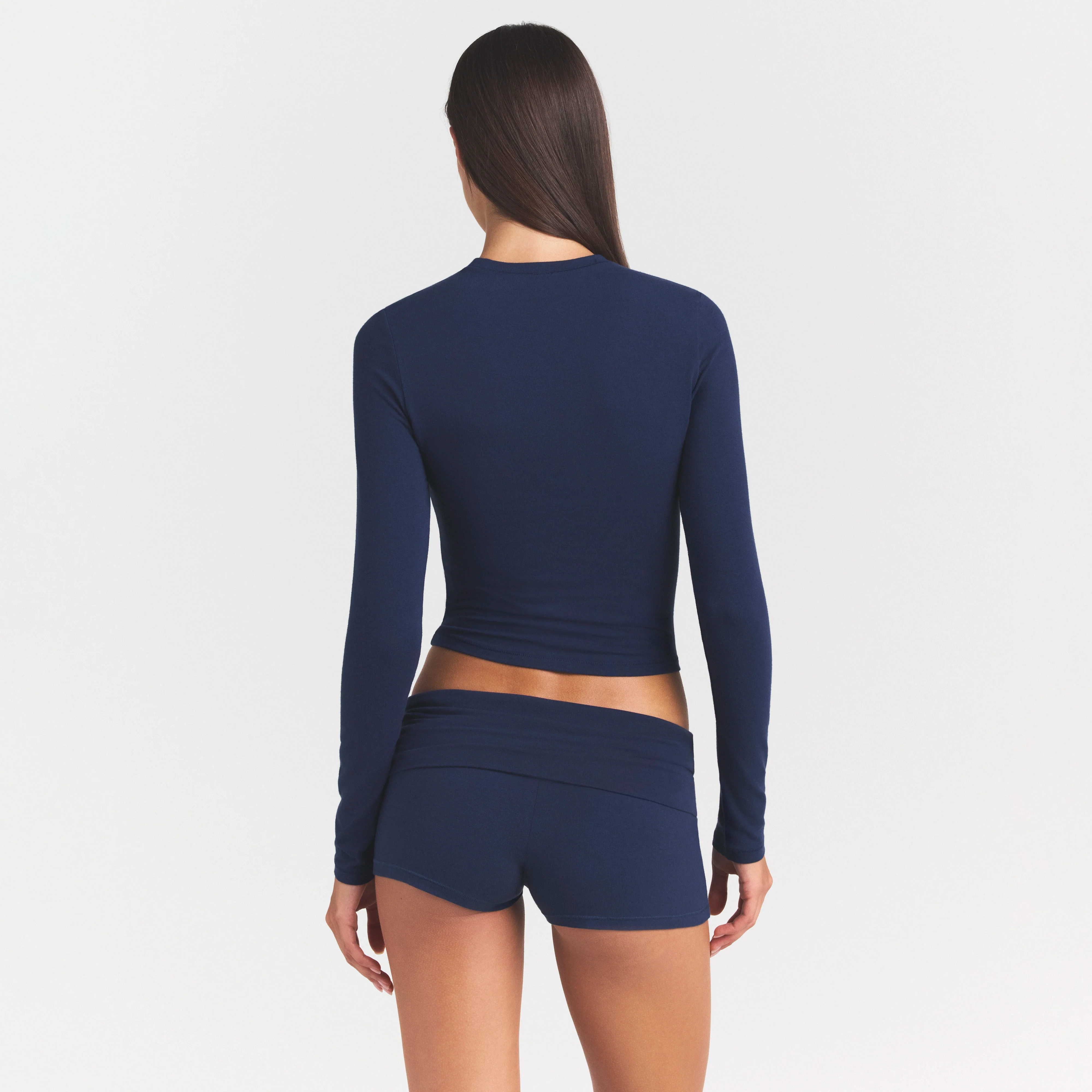 COTTON JERSEY LONG SLEEVE T-SHIRT | NAVY - Image 4