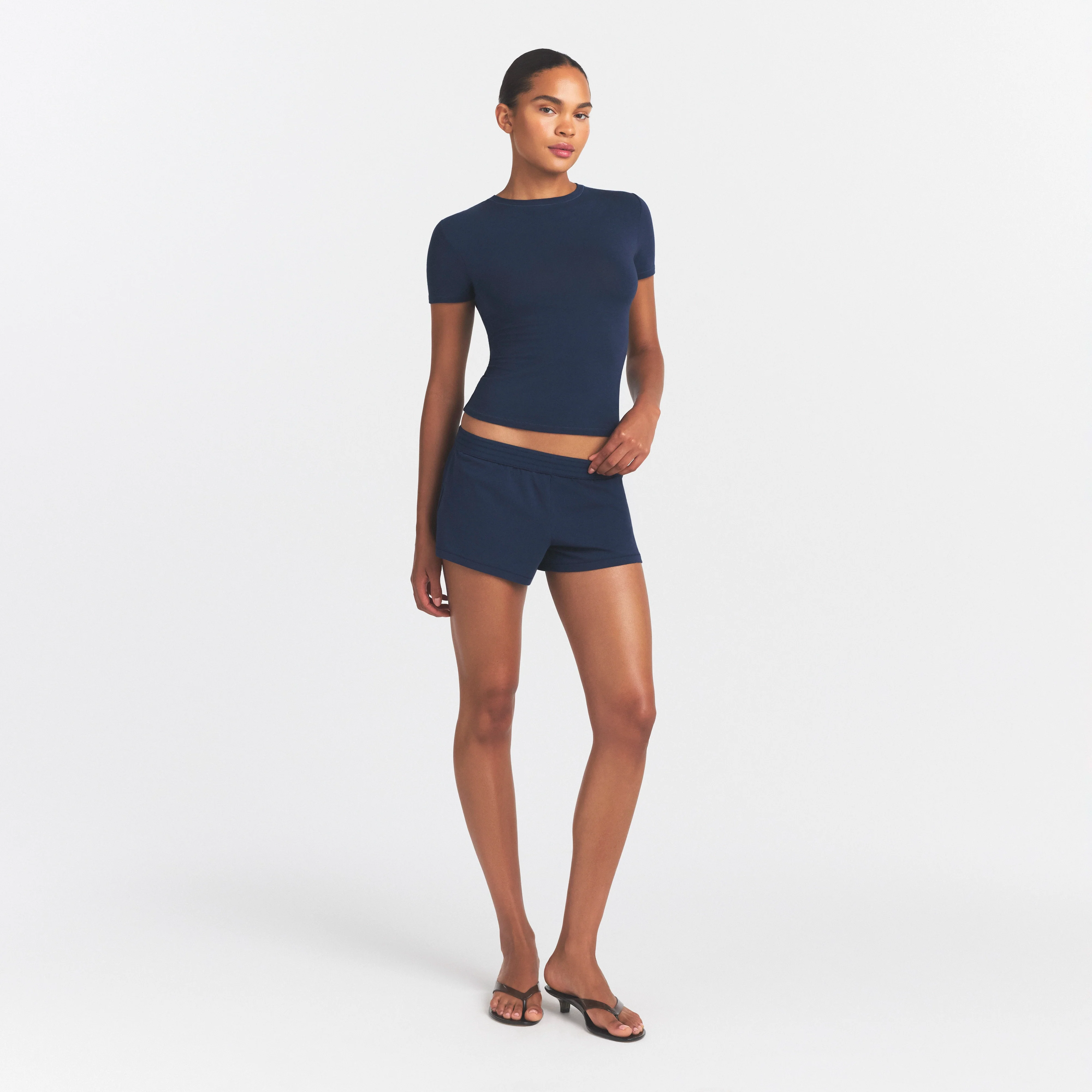 COTTON JERSEY LOOSE SHORT | NAVY - Image 2