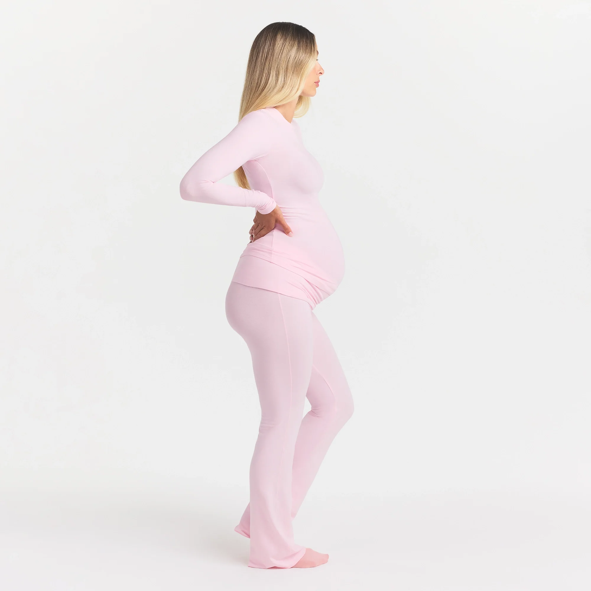 COTTON JERSEY MATERNITY FOLDOVER PANT | CHERRY BLOSSOM - Image 4
