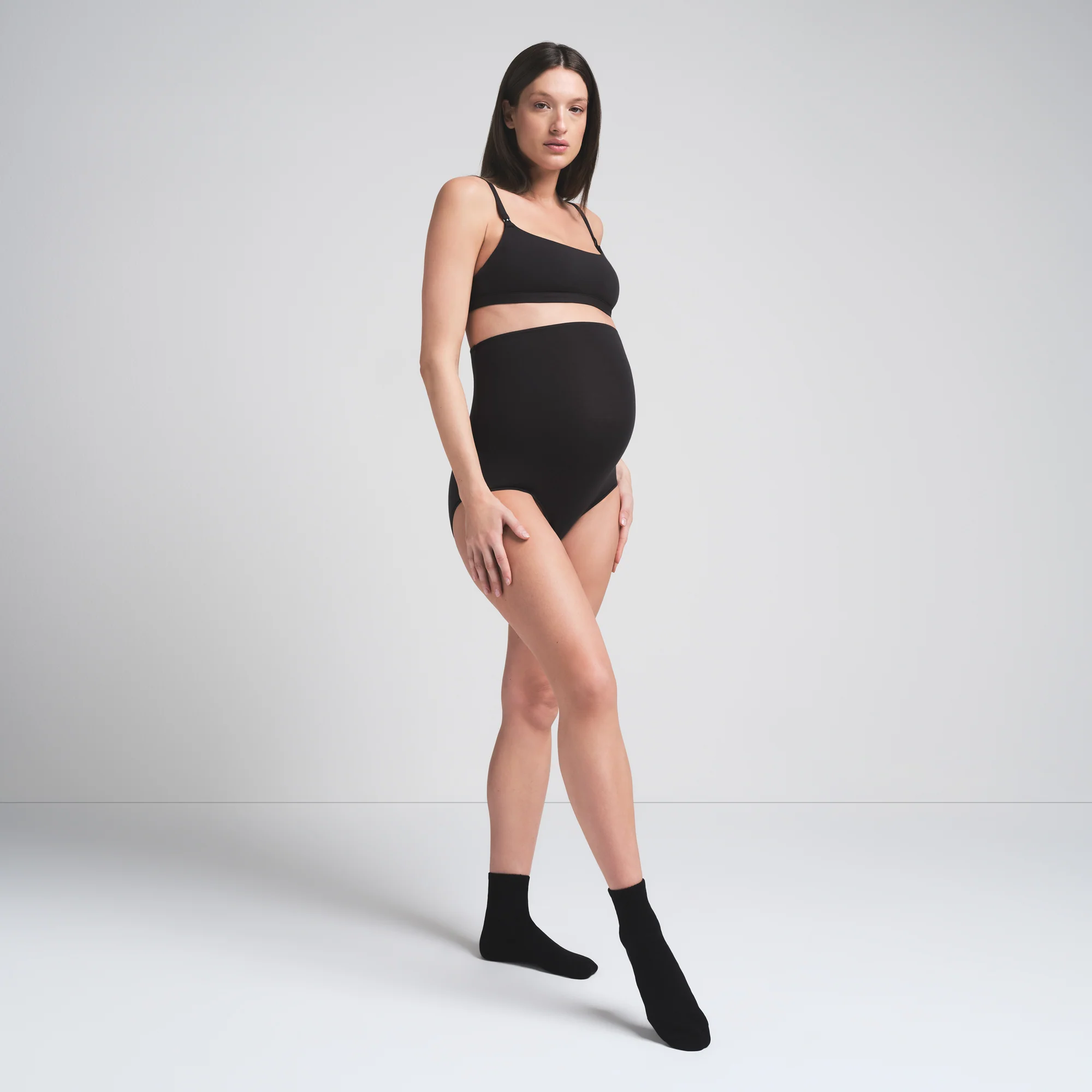 COTTON JERSEY MATERNITY HIGH-WAISTED BRIEF | SOOT - Image 4