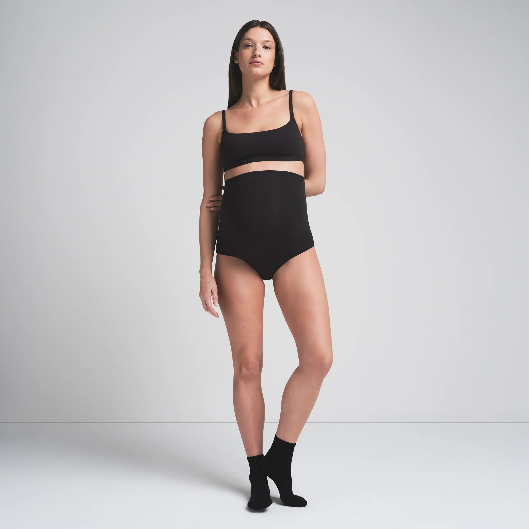 COTTON JERSEY MATERNITY HIGH-WAISTED BRIEF | SOOT - Image 5