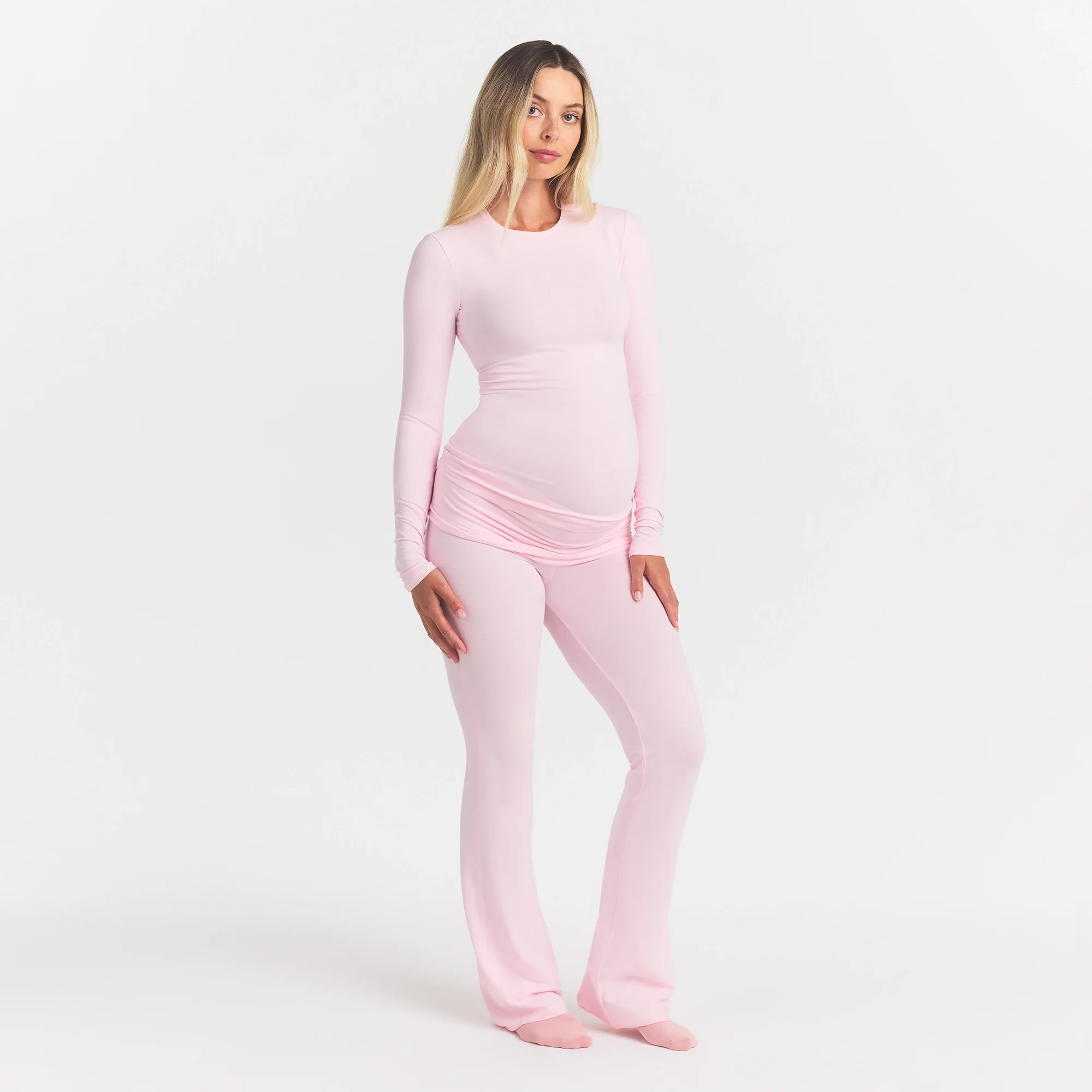 COTTON JERSEY MATERNITY LONG SLEEVE T-SHIRT | CHERRY BLOSSOM - Image 2