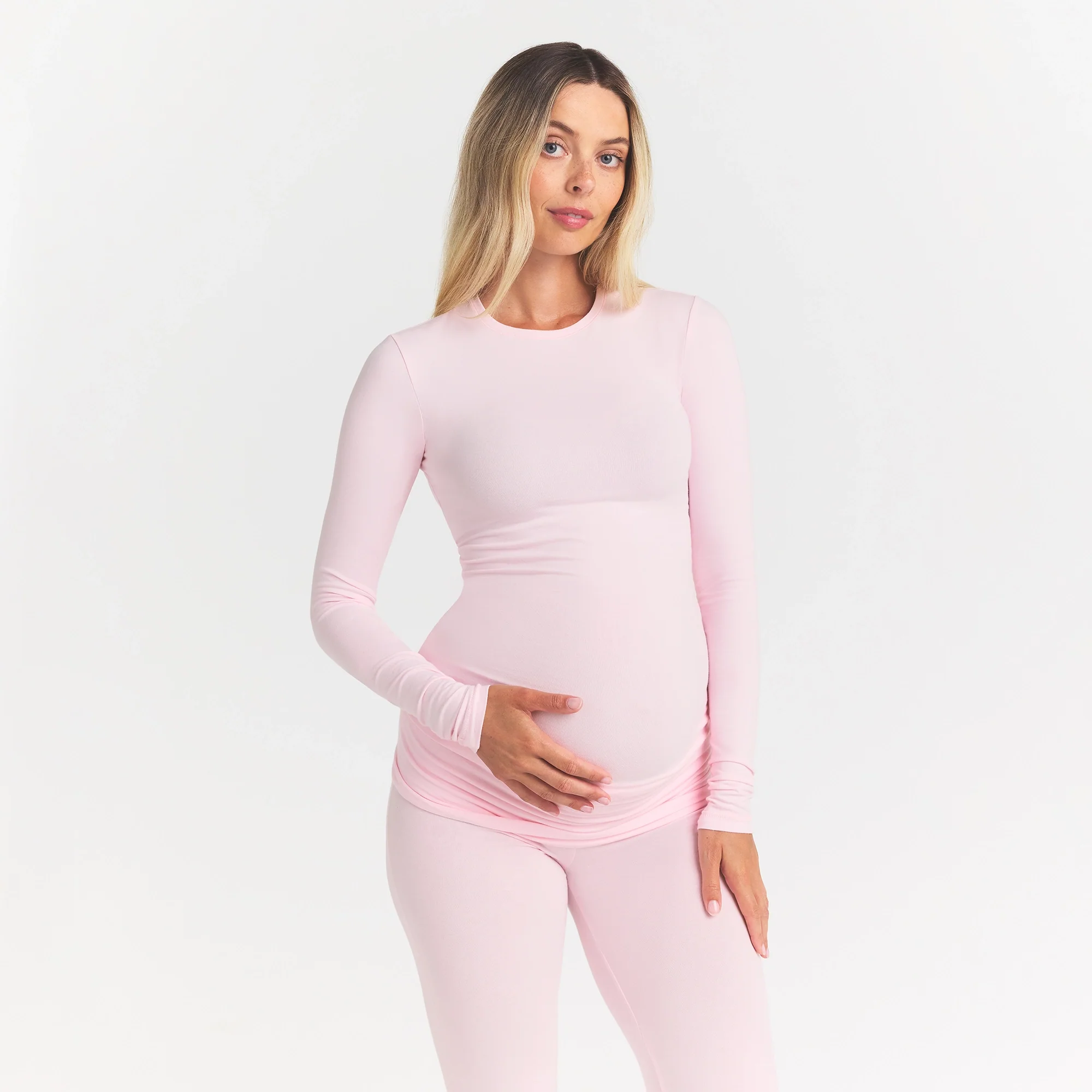 COTTON JERSEY MATERNITY LONG SLEEVE T-SHIRT | CHERRY BLOSSOM - Image 3
