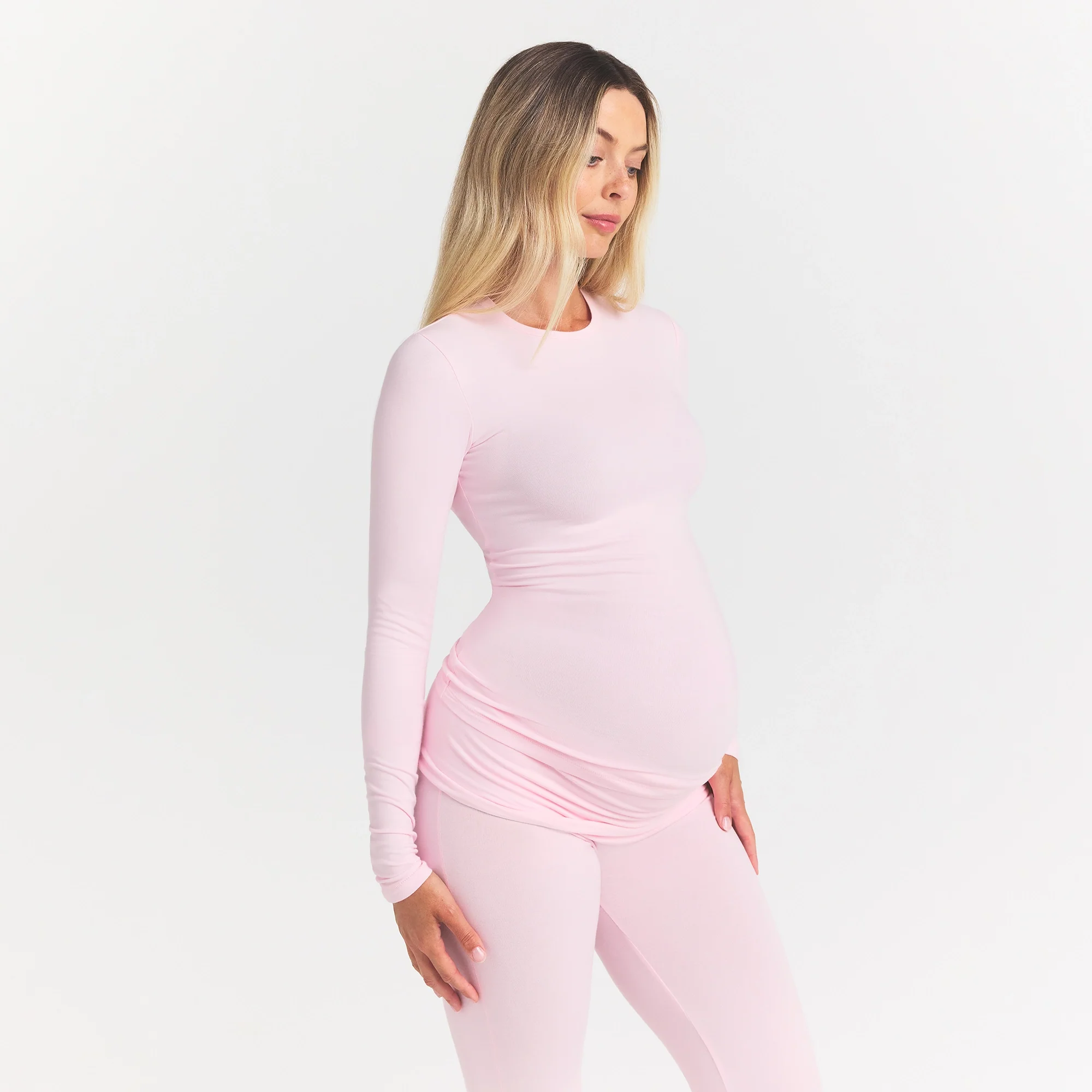 COTTON JERSEY MATERNITY LONG SLEEVE T-SHIRT | CHERRY BLOSSOM - Image 4