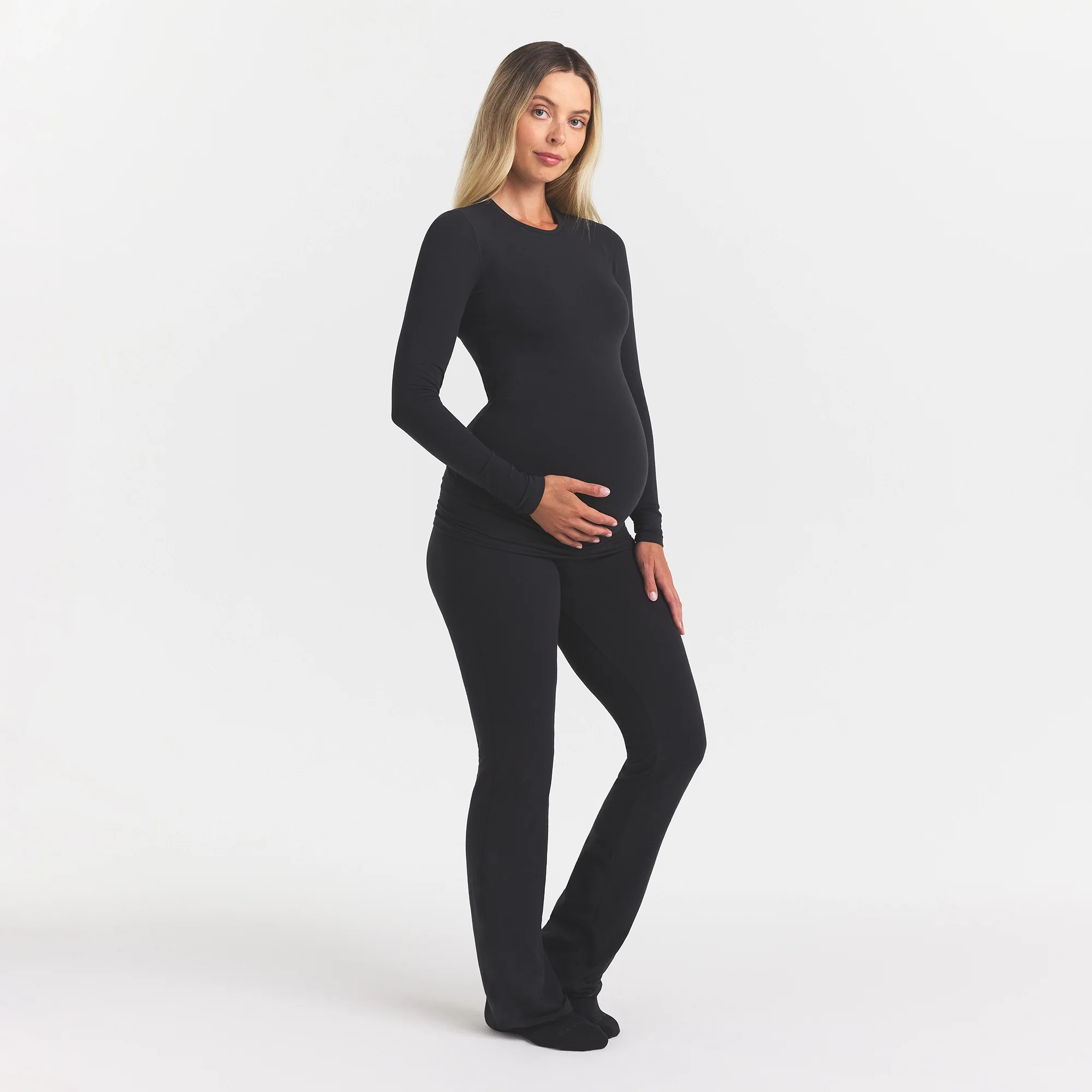 COTTON JERSEY MATERNITY LONG SLEEVE T-SHIRT | SOOT - Image 2