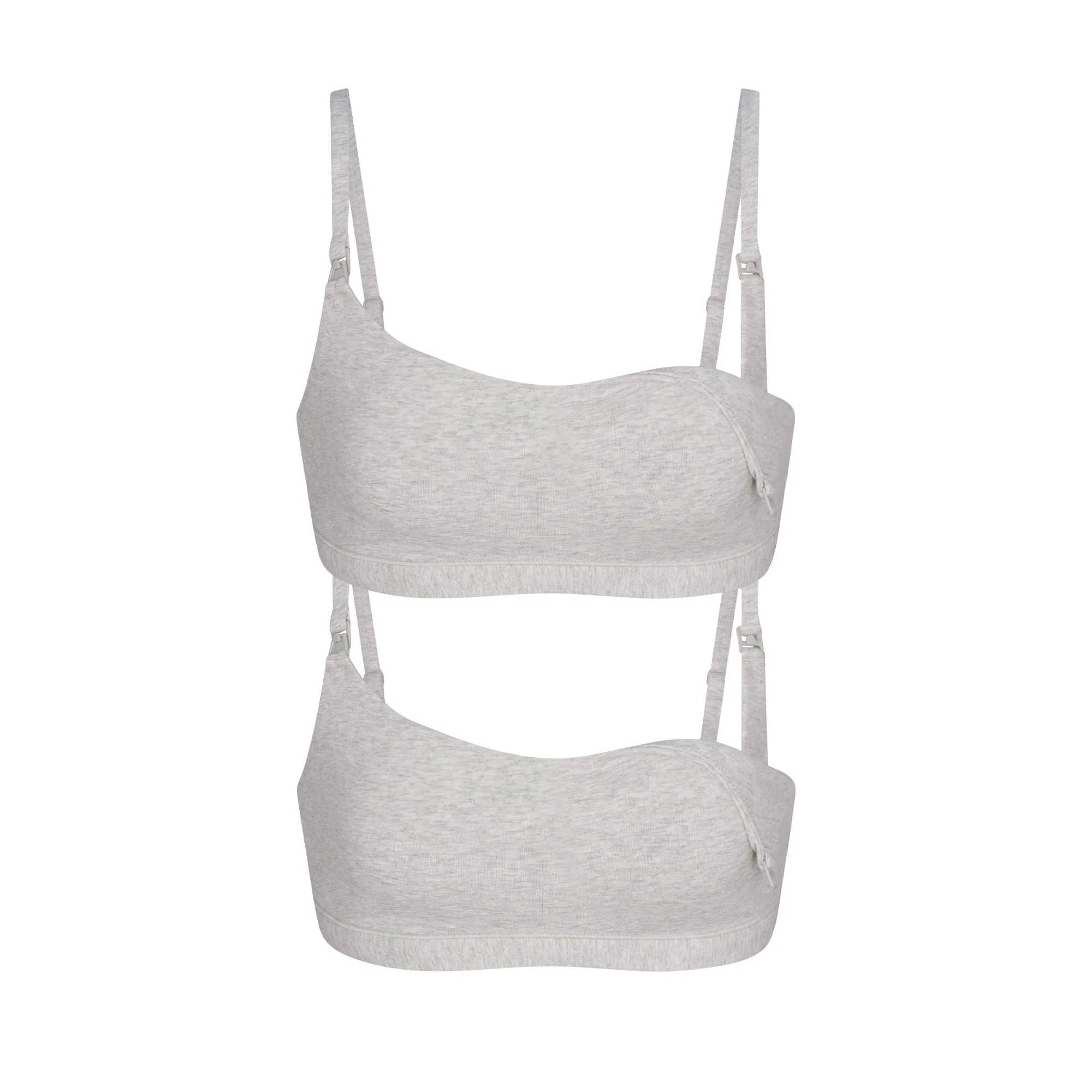 COTTON JERSEY MATERNITY NURSING SCOOP BRALETTE 2-PACK | LIGHT HEATHER GREY