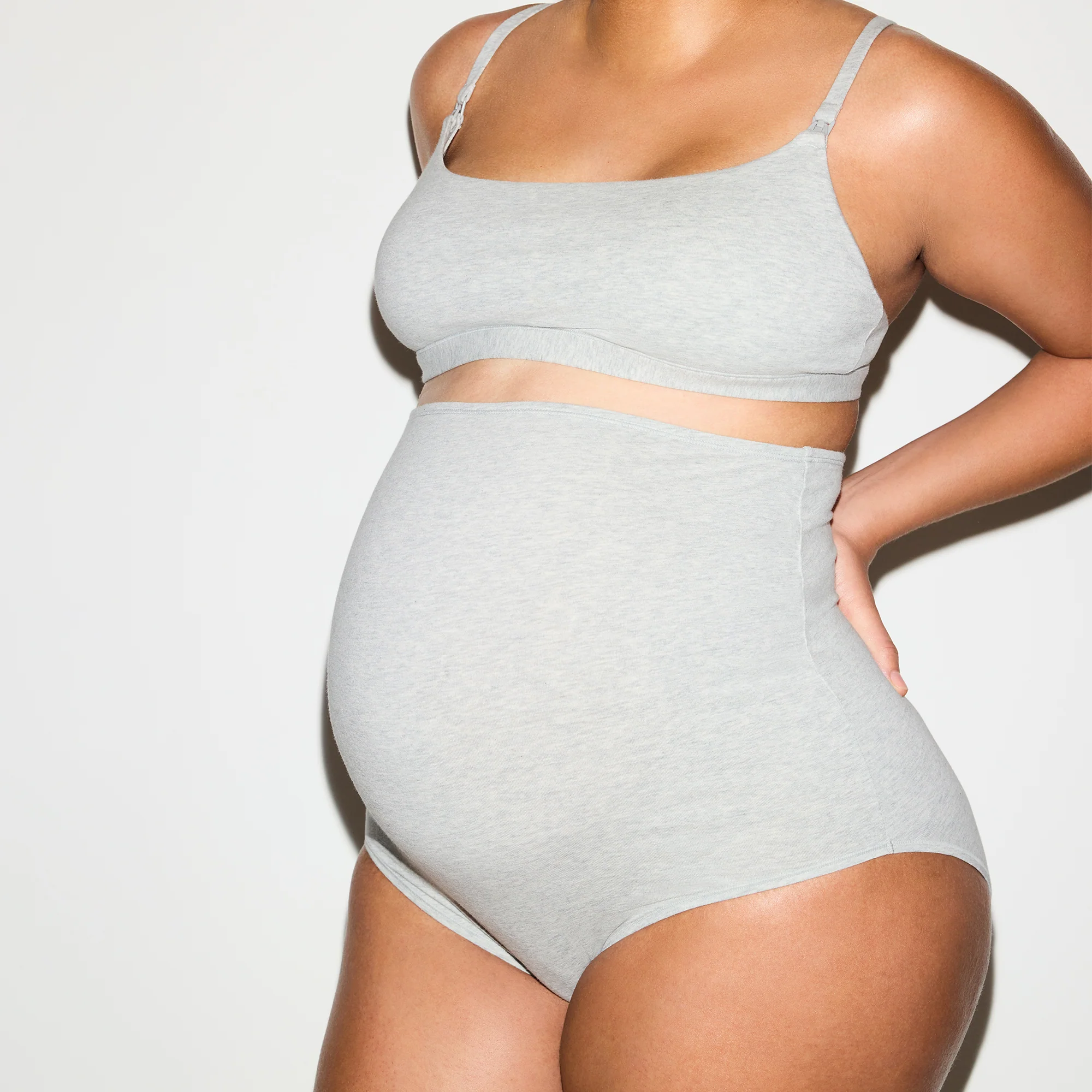 COTTON JERSEY MATERNITY NURSING SCOOP BRALETTE 2-PACK | LIGHT HEATHER GREY - Image 5