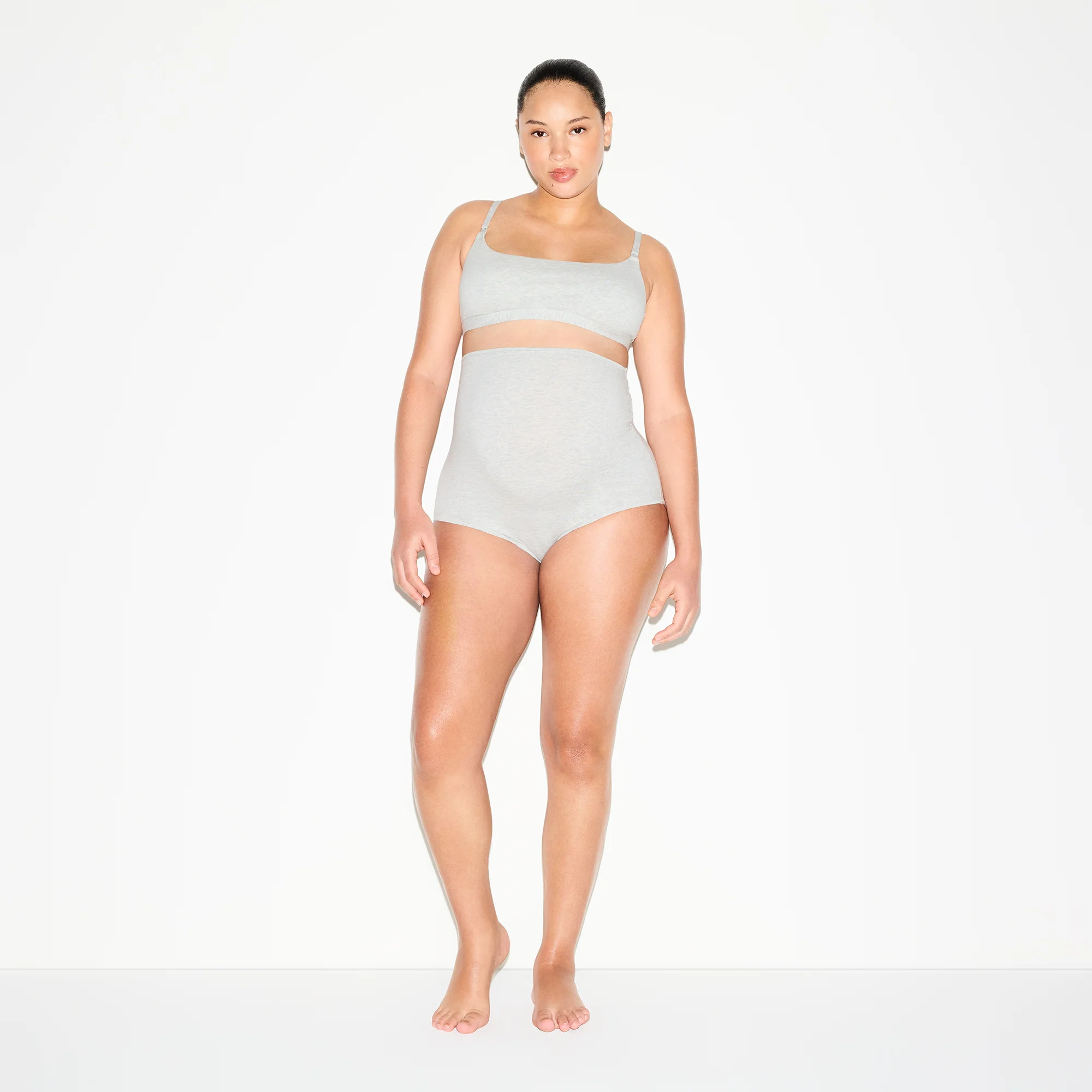 COTTON JERSEY MATERNITY NURSING SCOOP BRALETTE 2-PACK | LIGHT HEATHER GREY - Image 6