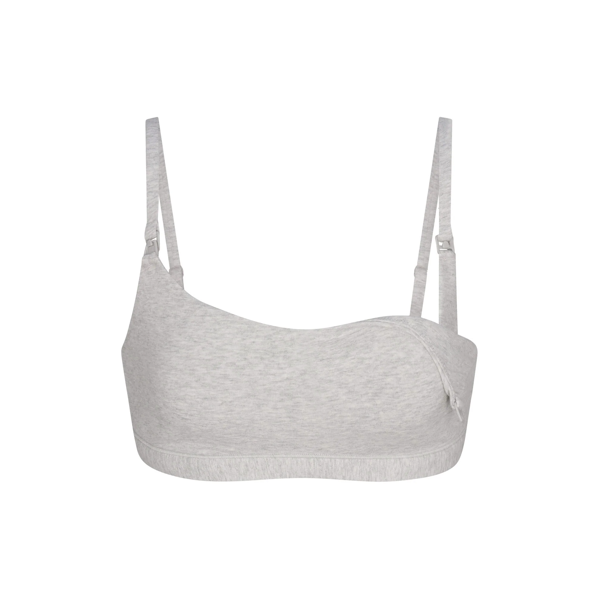 COTTON JERSEY MATERNITY NURSING SCOOP BRALETTE 2-PACK | LIGHT HEATHER GREY - Image 8