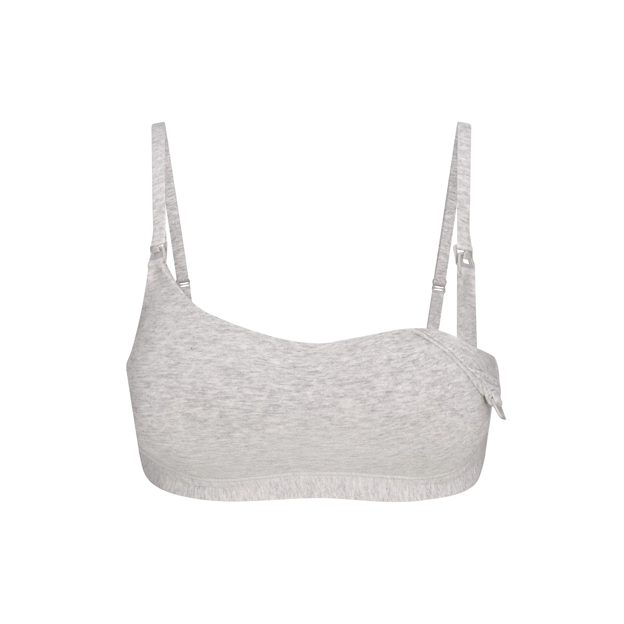 COTTON JERSEY MATERNITY NURSING SCOOP BRALETTE | LIGHT HEATHER GREY - Image 8