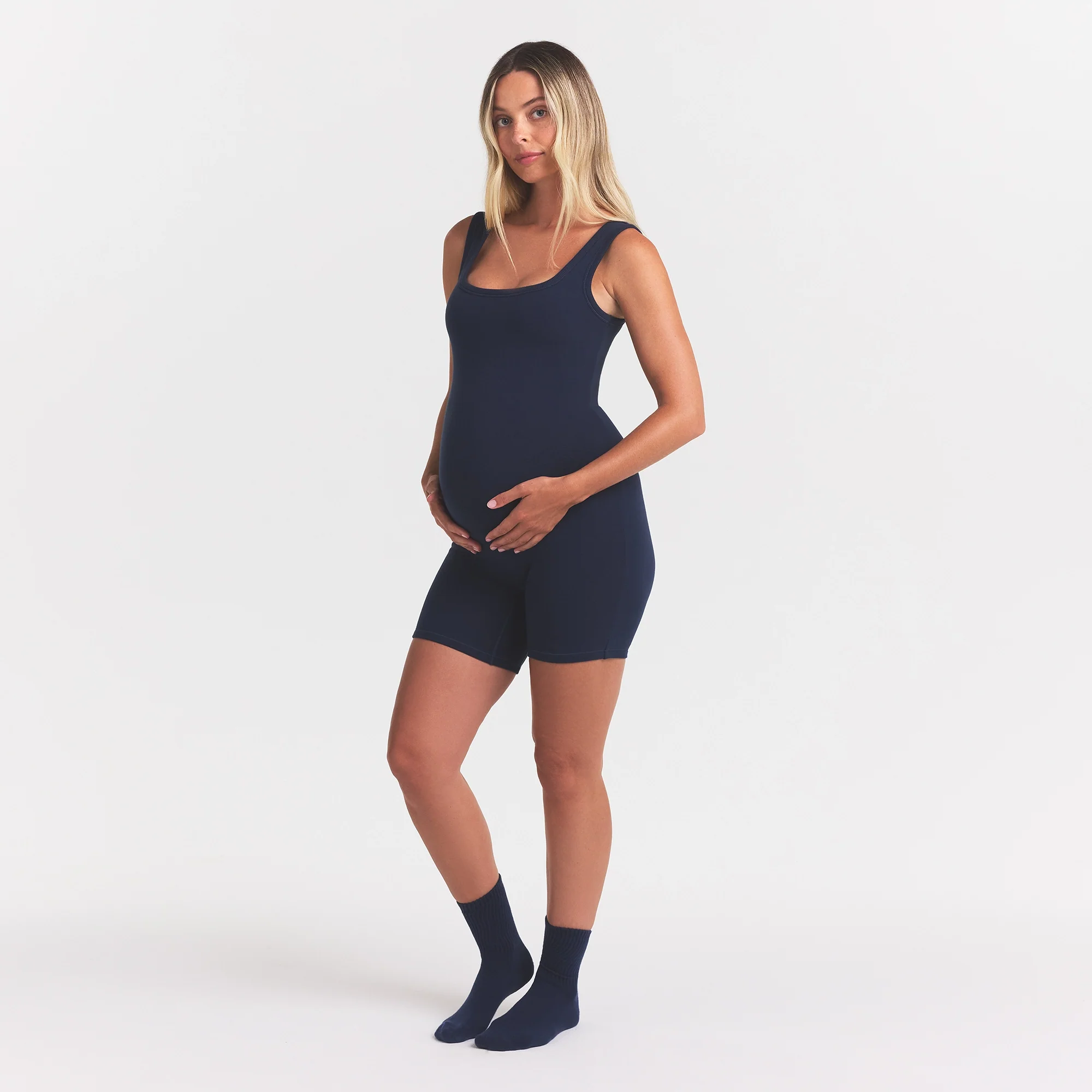 COTTON JERSEY MATERNITY ONESIE | NAVY - Image 2