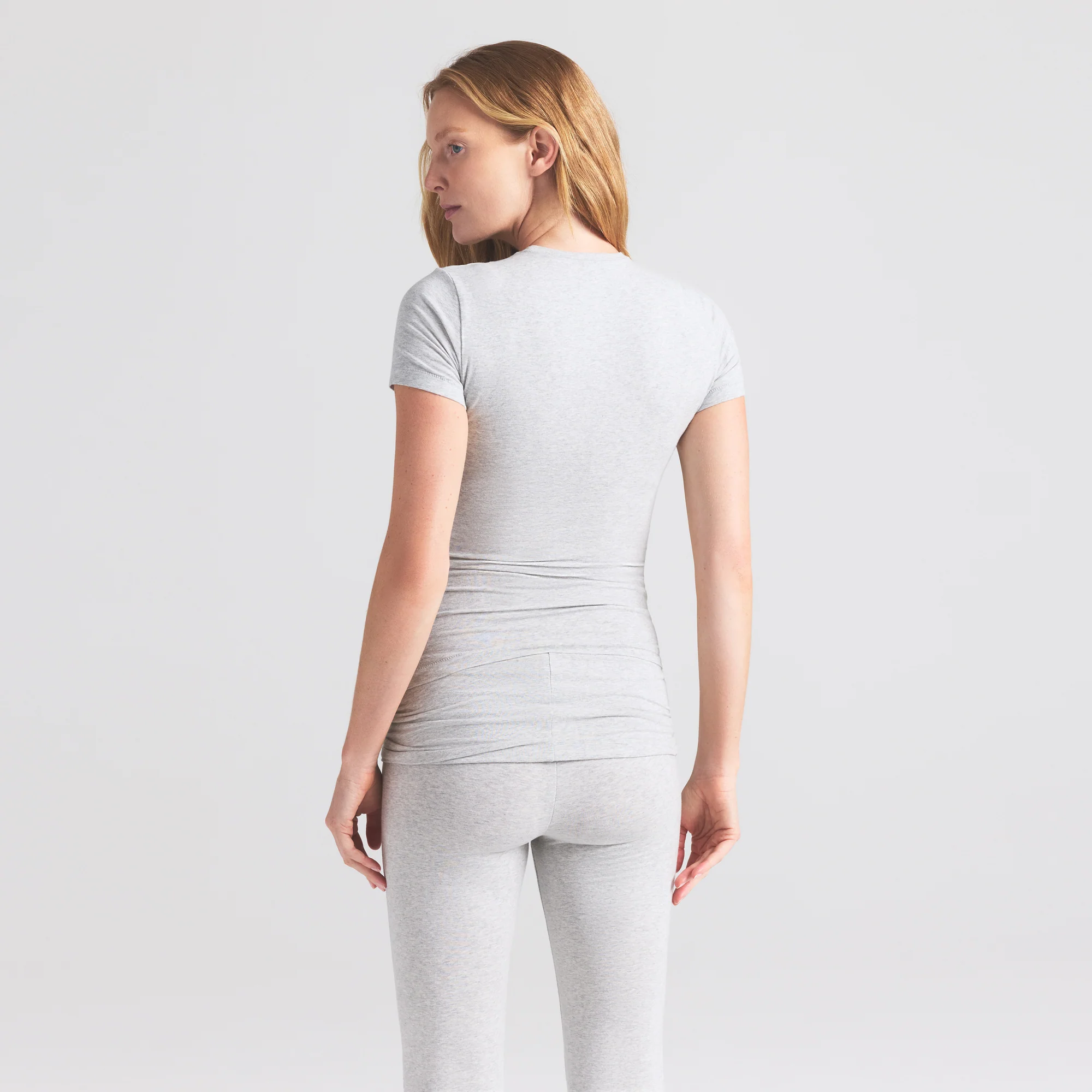 COTTON JERSEY MATERNITY T-SHIRT | LIGHT HEATHER GREY - Image 4