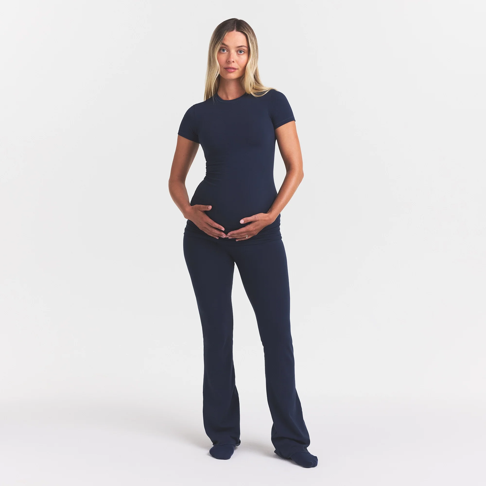 COTTON JERSEY MATERNITY T-SHIRT | NAVY - Image 2