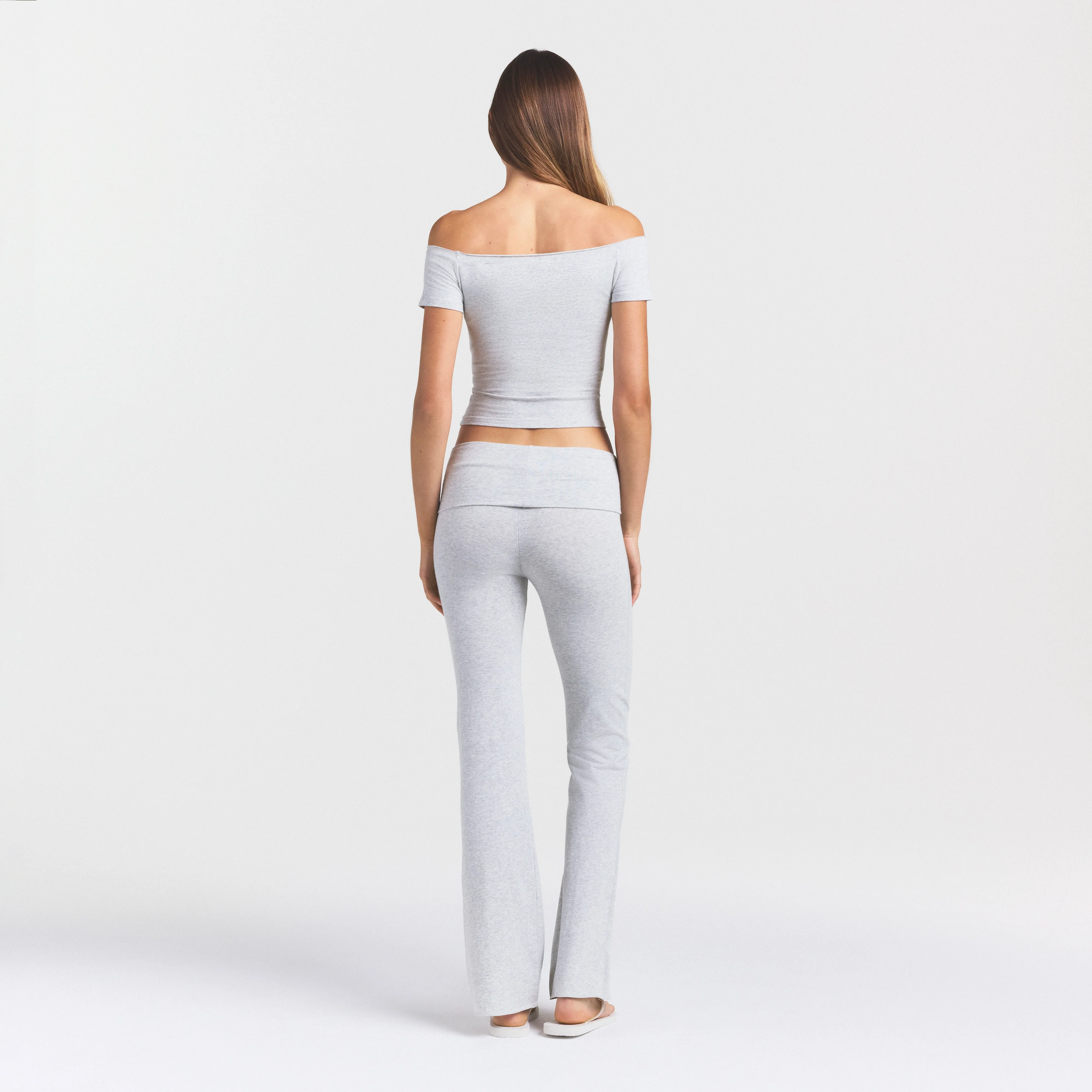 COTTON JERSEY OFF THE SHOULDER TOP | LIGHT HEATHER GREY - Image 4