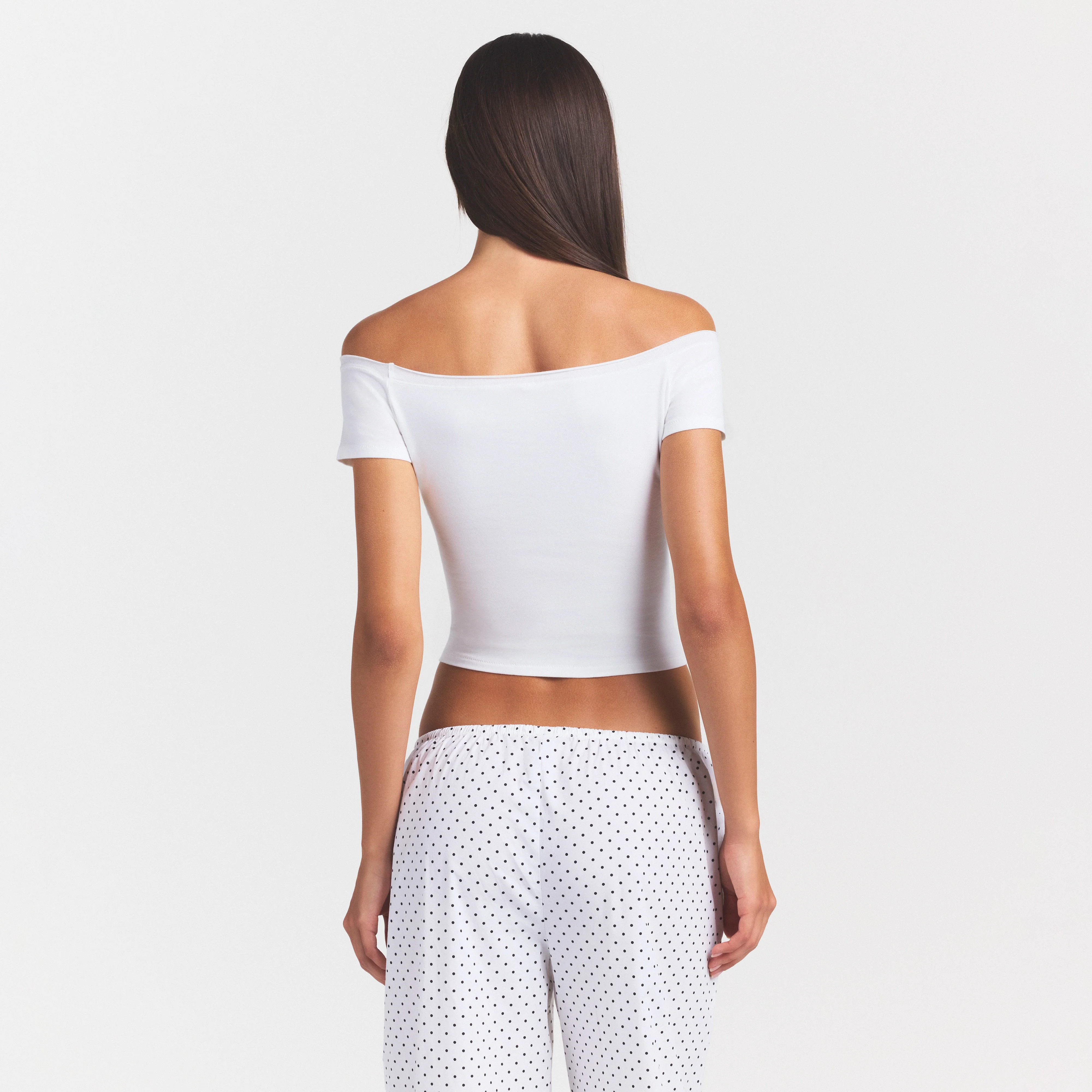 COTTON JERSEY OFF THE SHOULDER TOP | MARBLE - Image 4