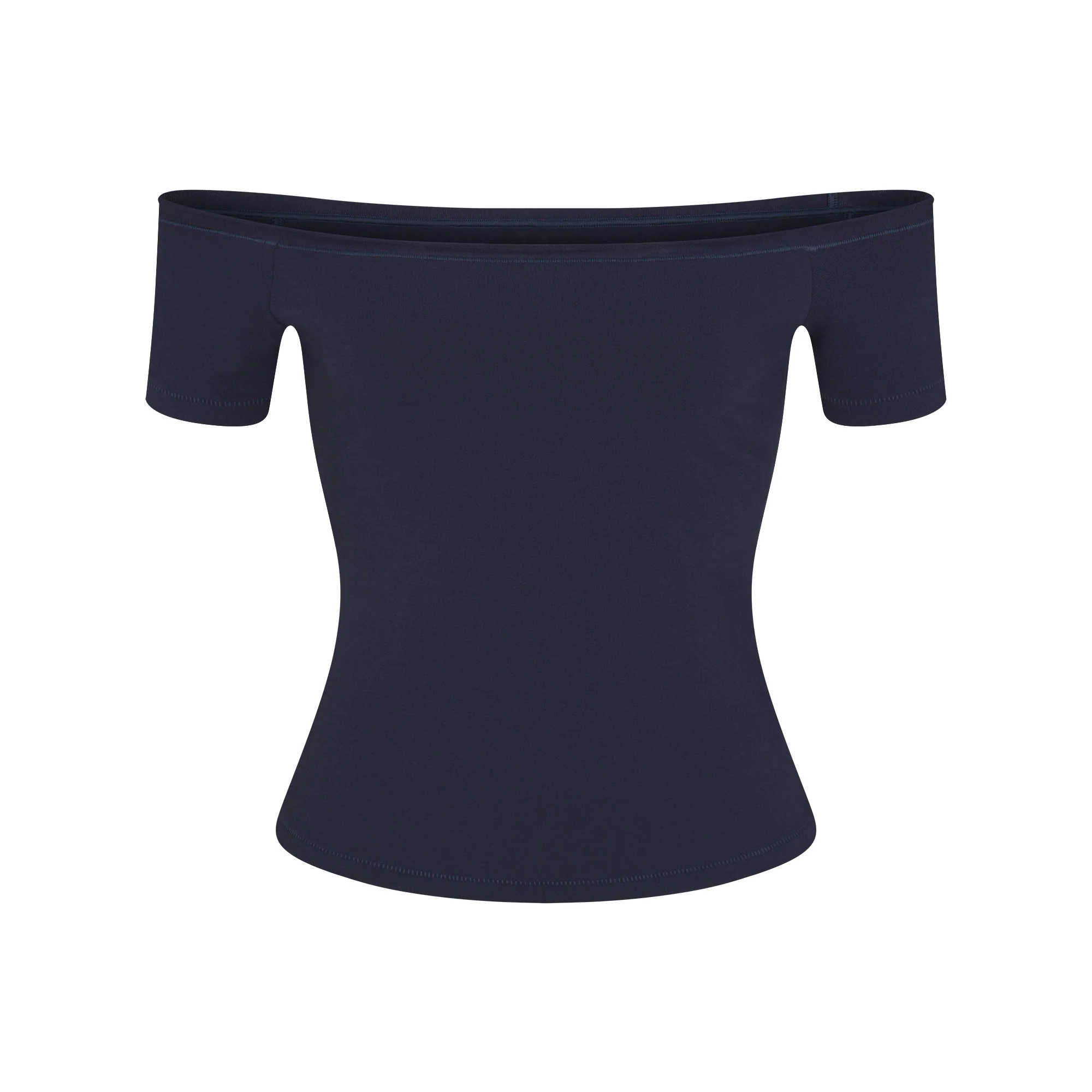 COTTON JERSEY OFF THE SHOULDER TOP | NAVY