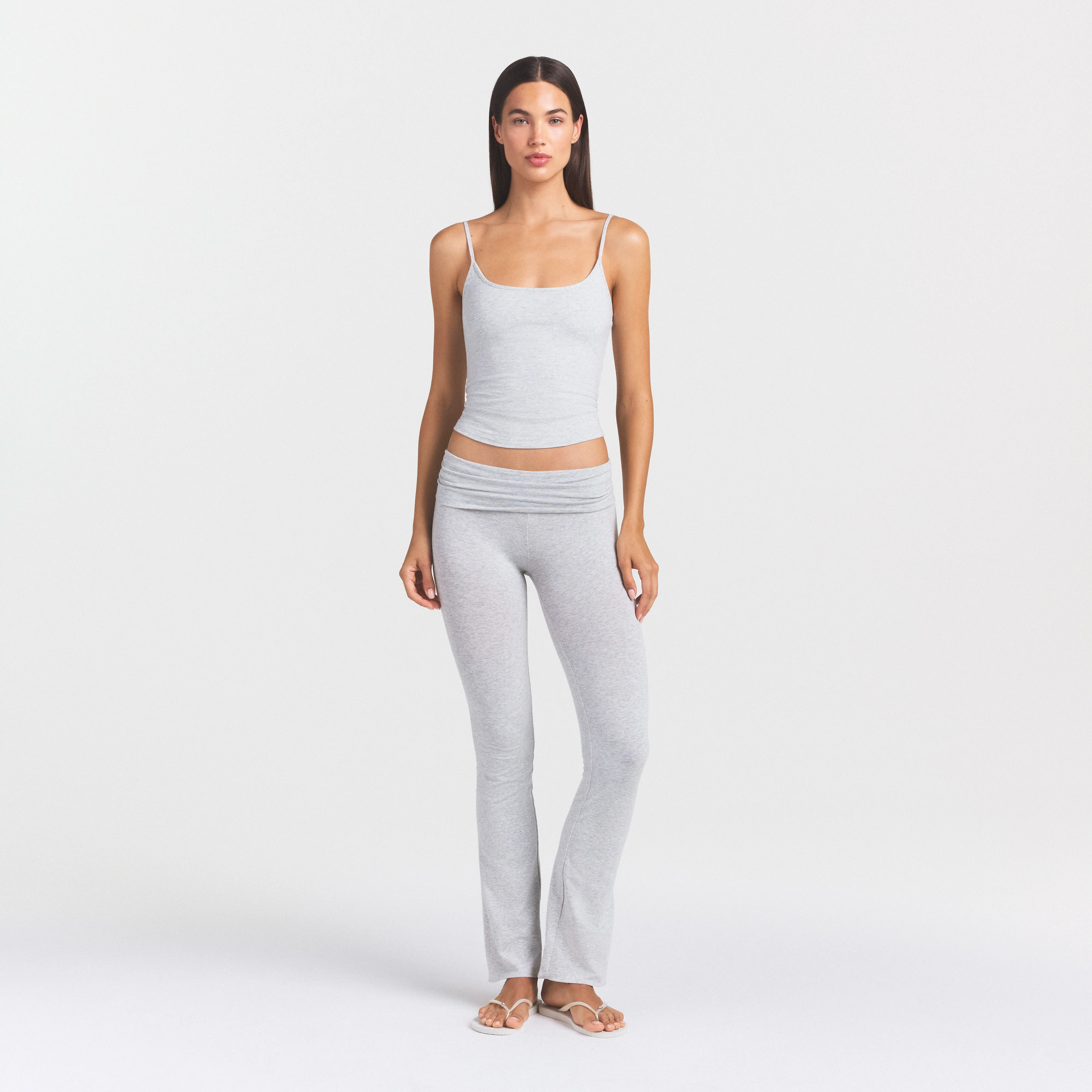 COTTON JERSEY SCOOP NECK CAMI | LIGHT HEATHER GREY - Image 2
