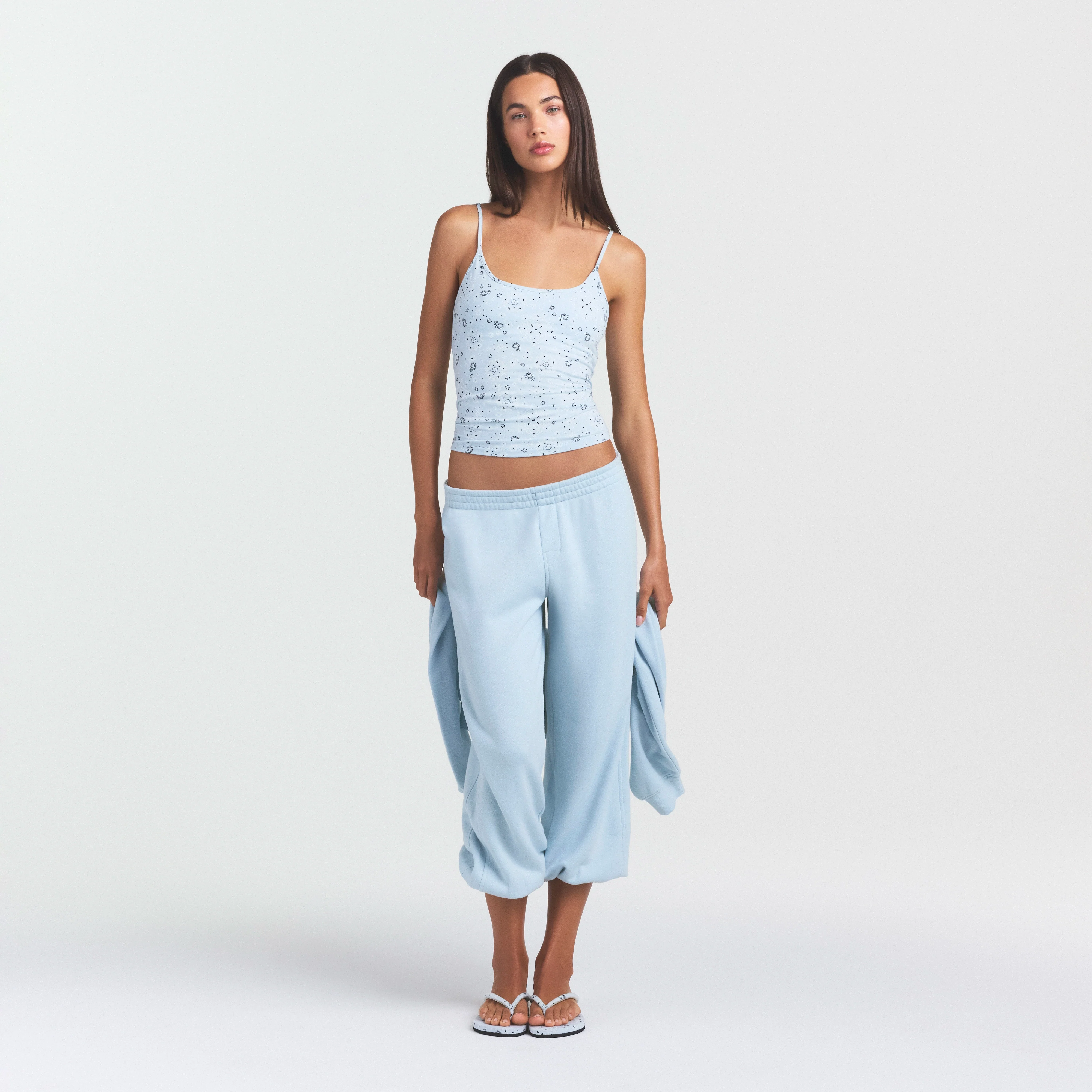 COTTON JERSEY SCOOP NECK CAMI | POWDER BLUE BANDANA - Image 4
