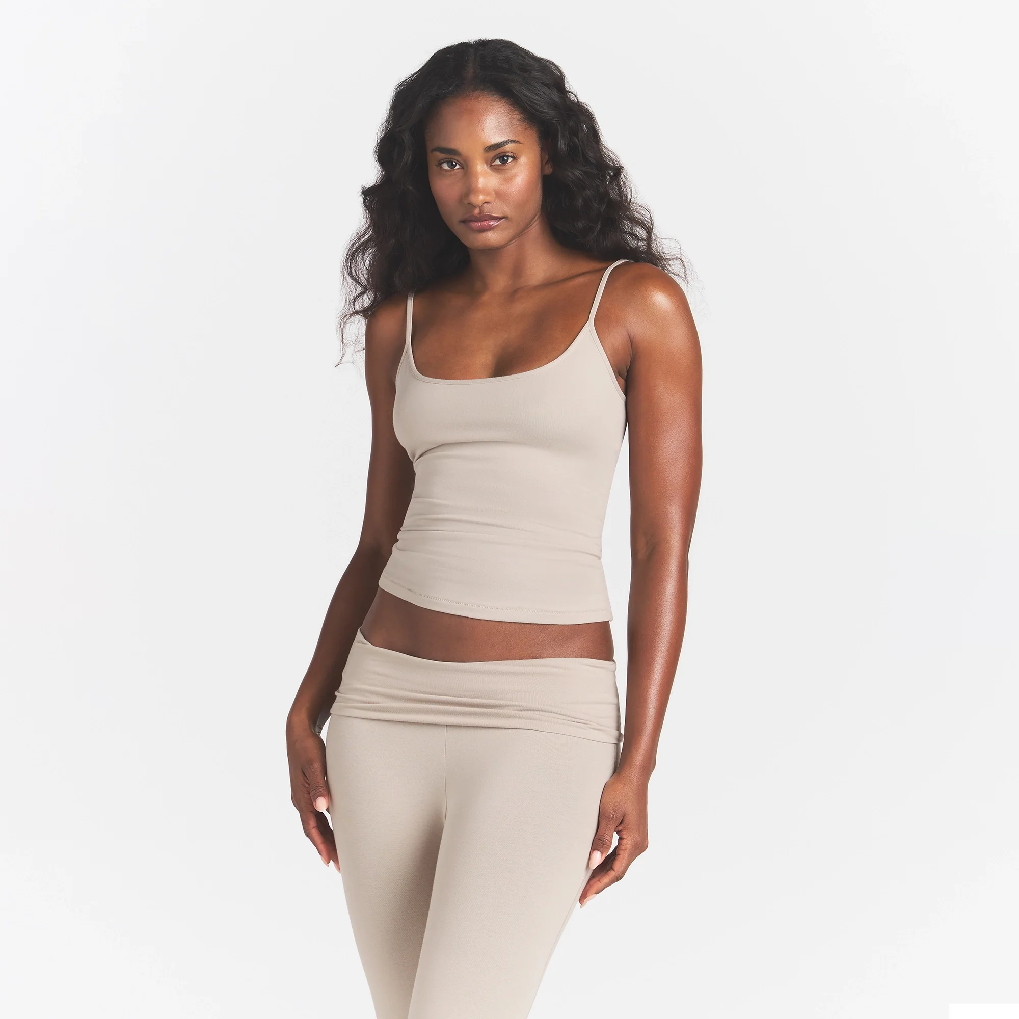 COTTON JERSEY SCOOP NECK CAMI | STONE - Image 3
