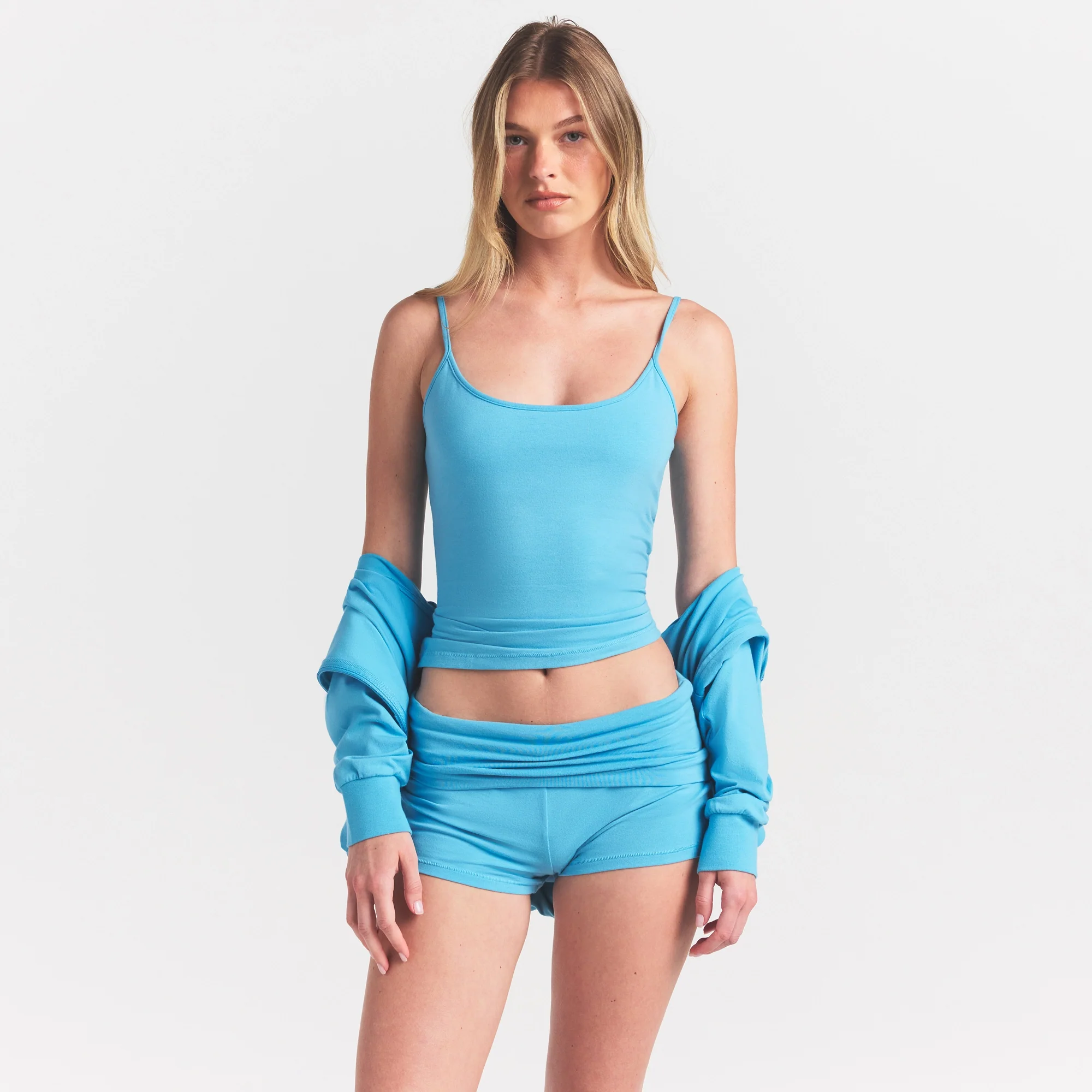 COTTON JERSEY SCOOP NECK CAMI | WATER - Image 3