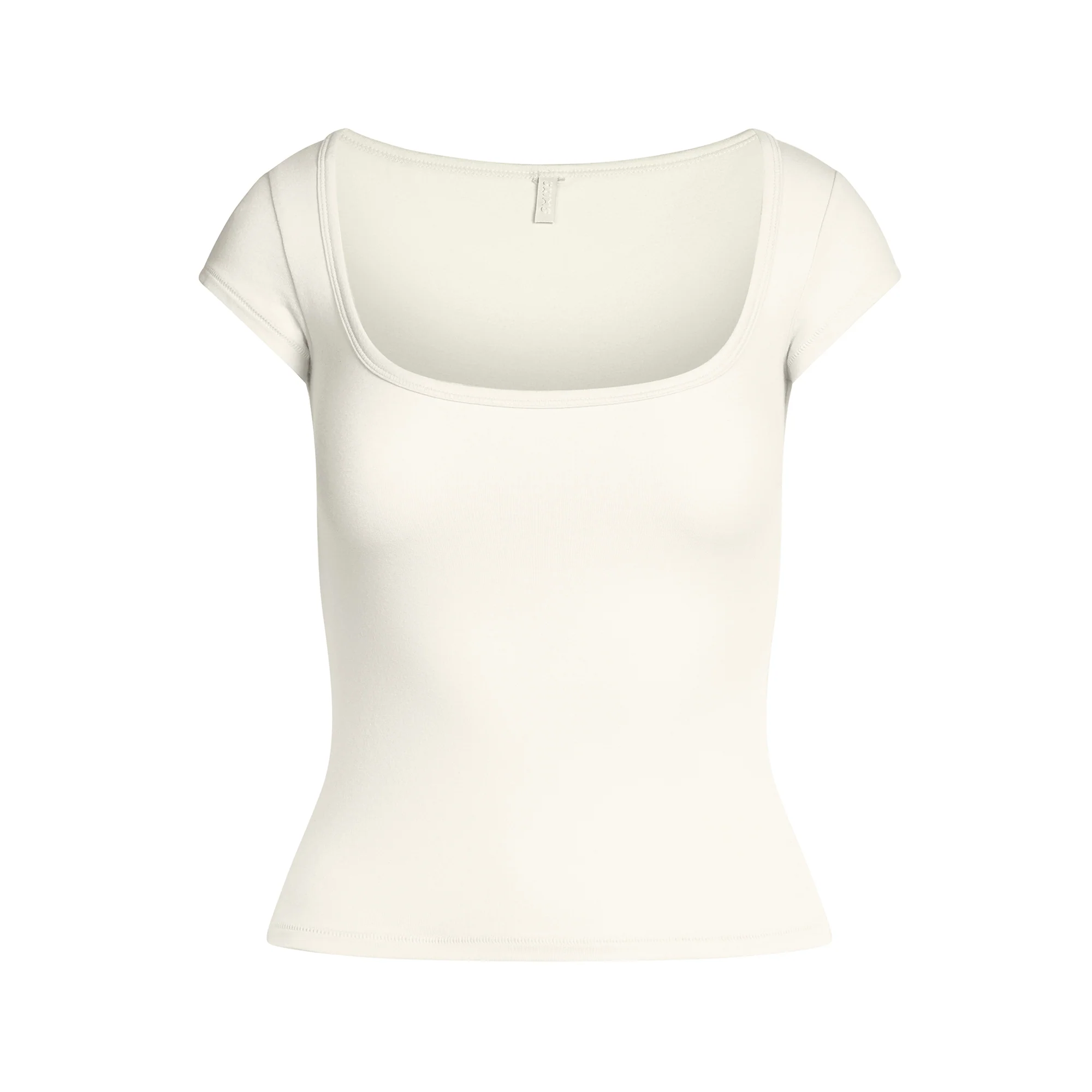 COTTON JERSEY SCOOP NECK T-SHIRT | MARBLE