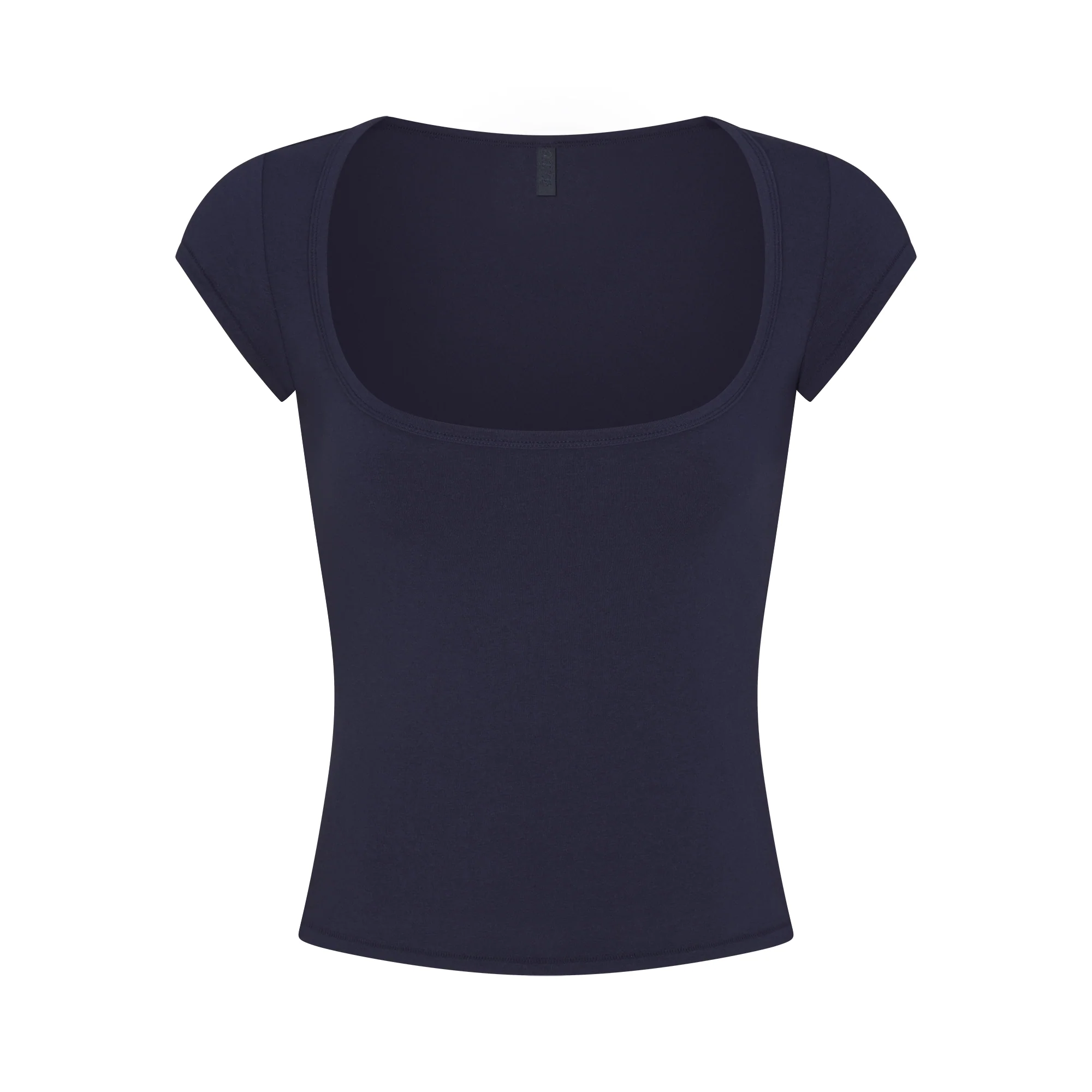 COTTON JERSEY SCOOP NECK T-SHIRT | NAVY