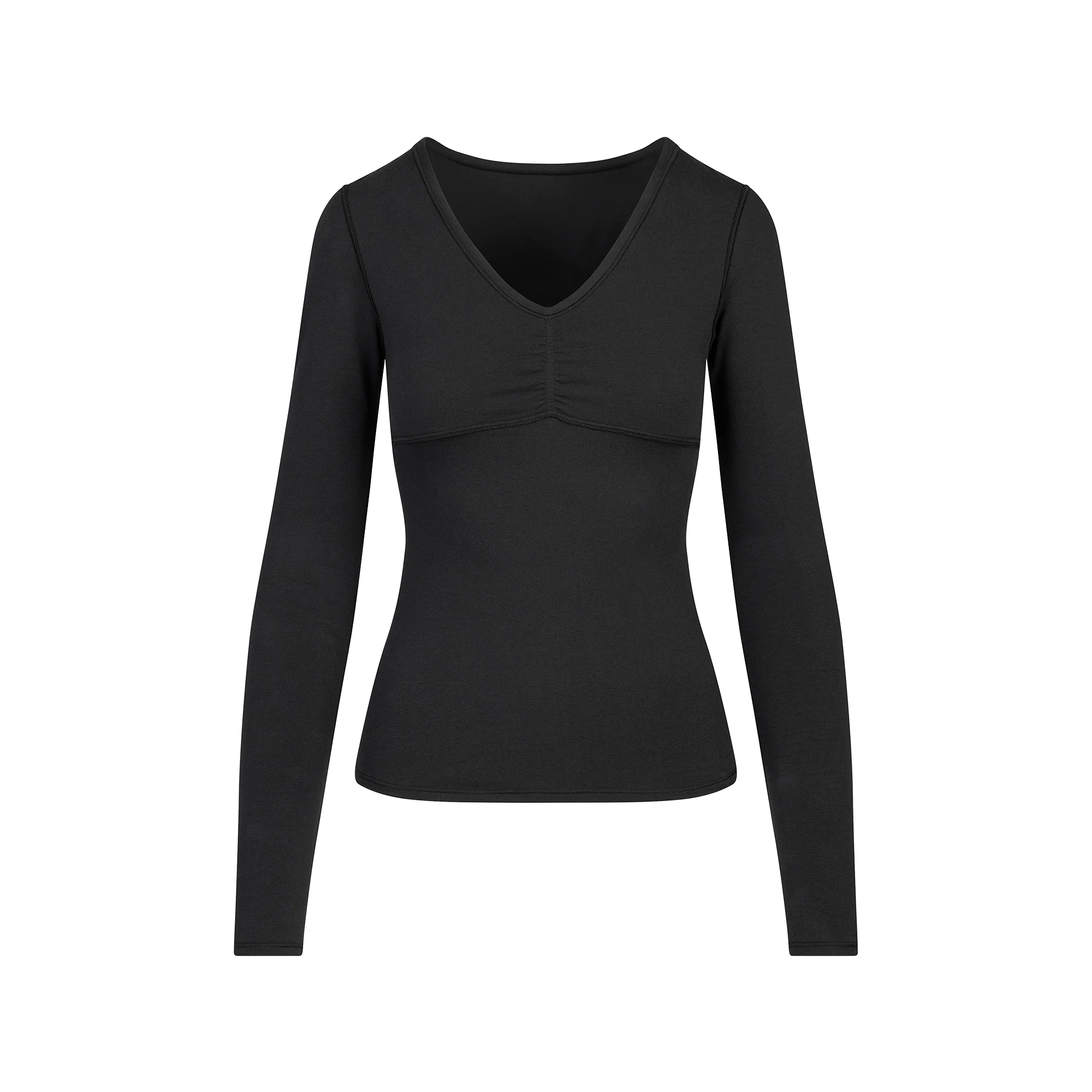 COTTON JERSEY SHIRRED BUST LONG SLEEVE | SOOT