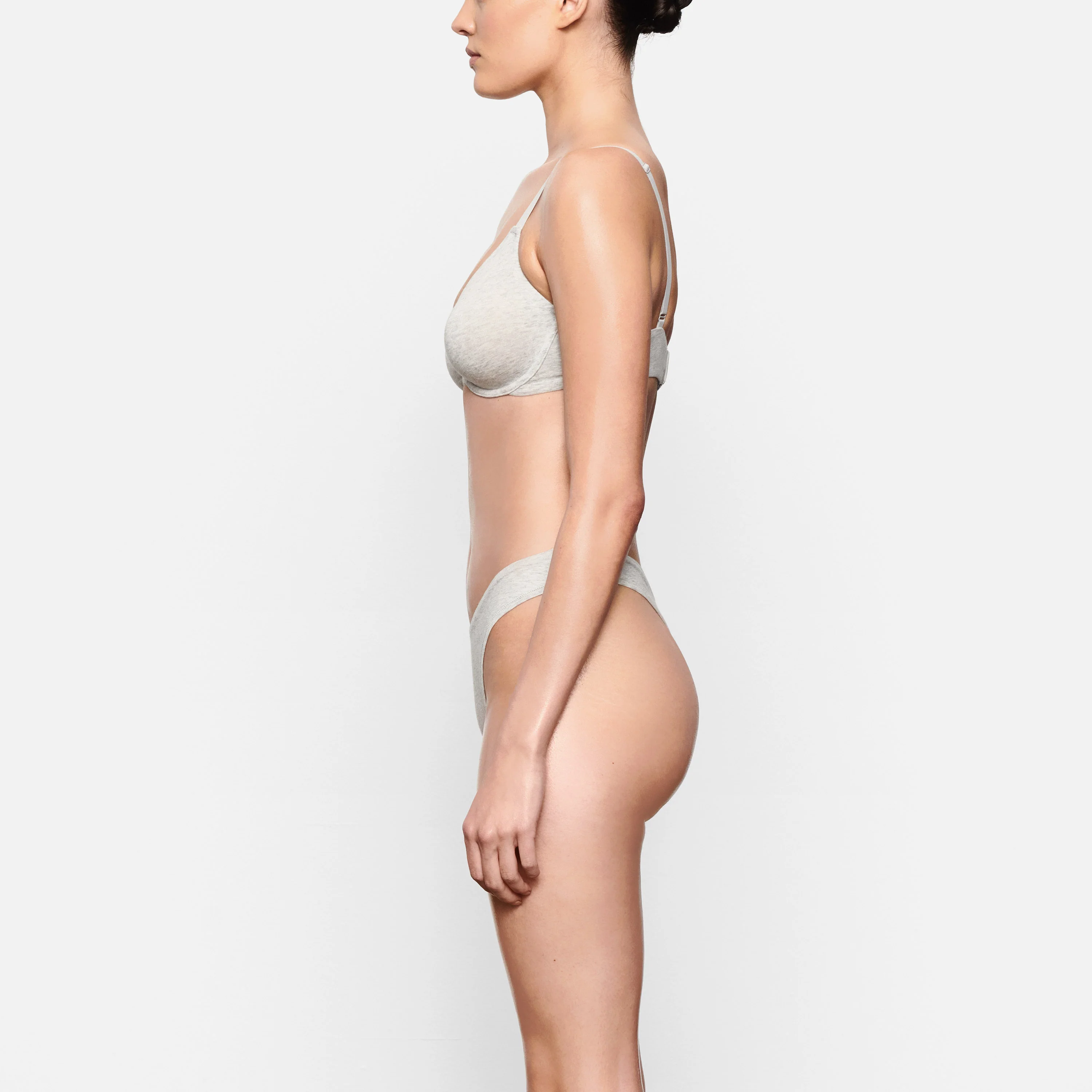COTTON JERSEY T-SHIRT BRA | LIGHT HEATHER GREY - Image 3
