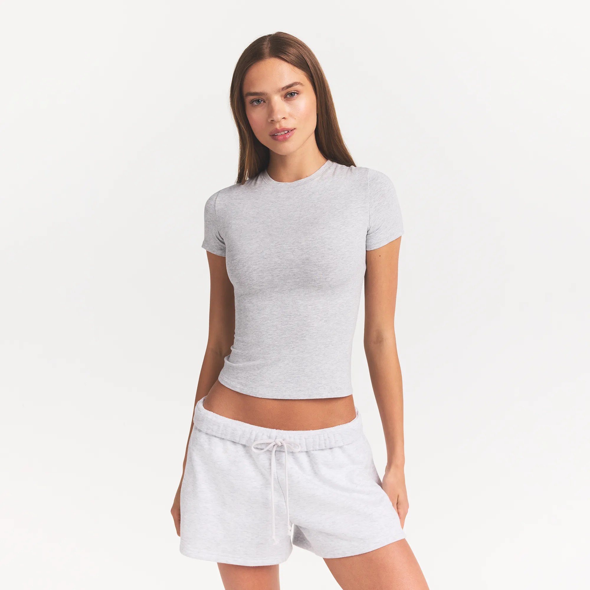 COTTON JERSEY T-SHIRT | LIGHT HEATHER GREY - Image 3