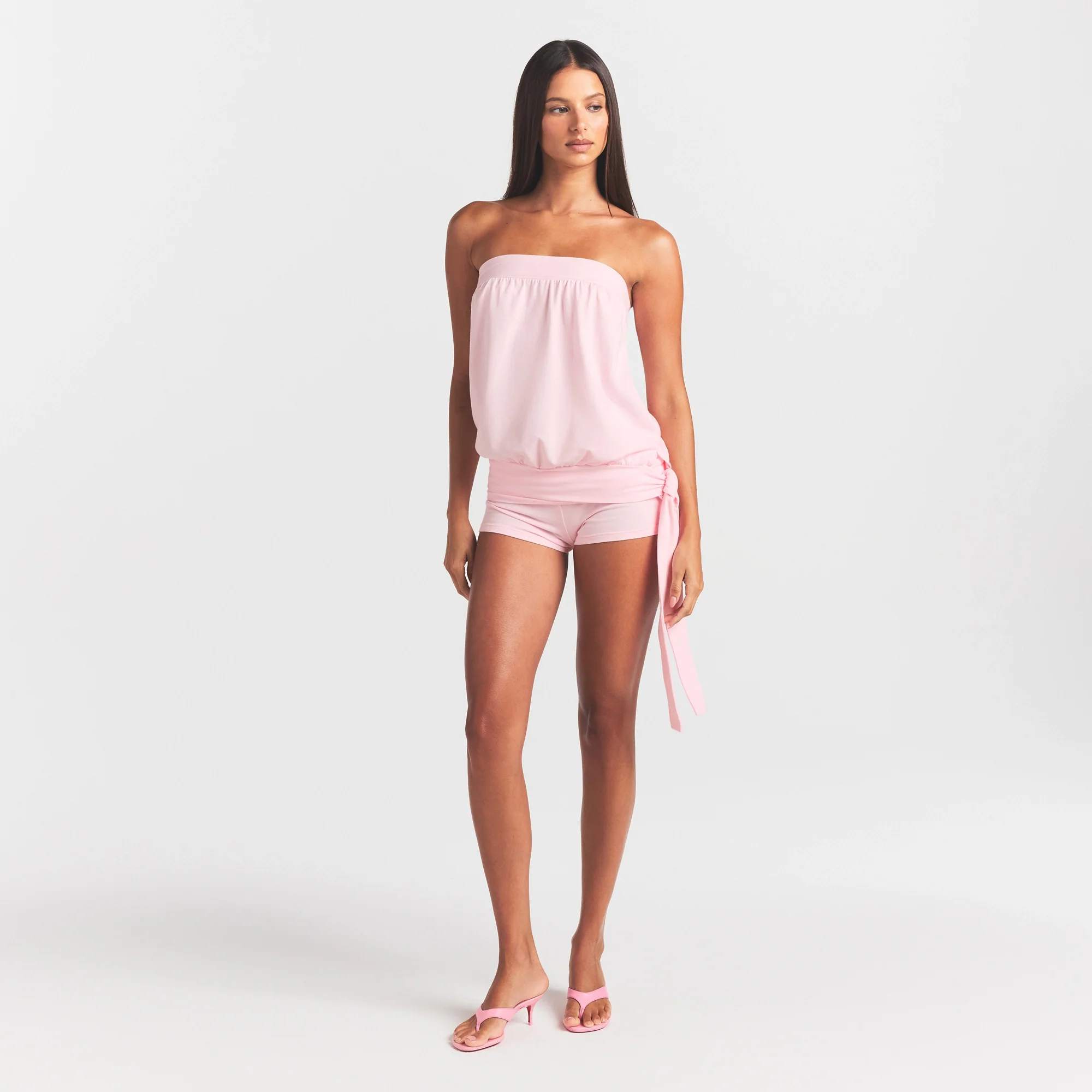 COTTON JERSEY TIE SIDE TUBE TOP | CHERRY BLOSSOM - Image 2