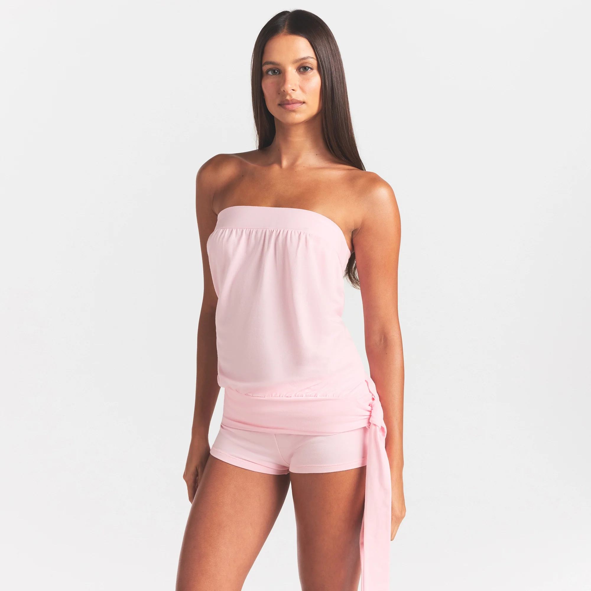 COTTON JERSEY TIE SIDE TUBE TOP | CHERRY BLOSSOM - Image 3