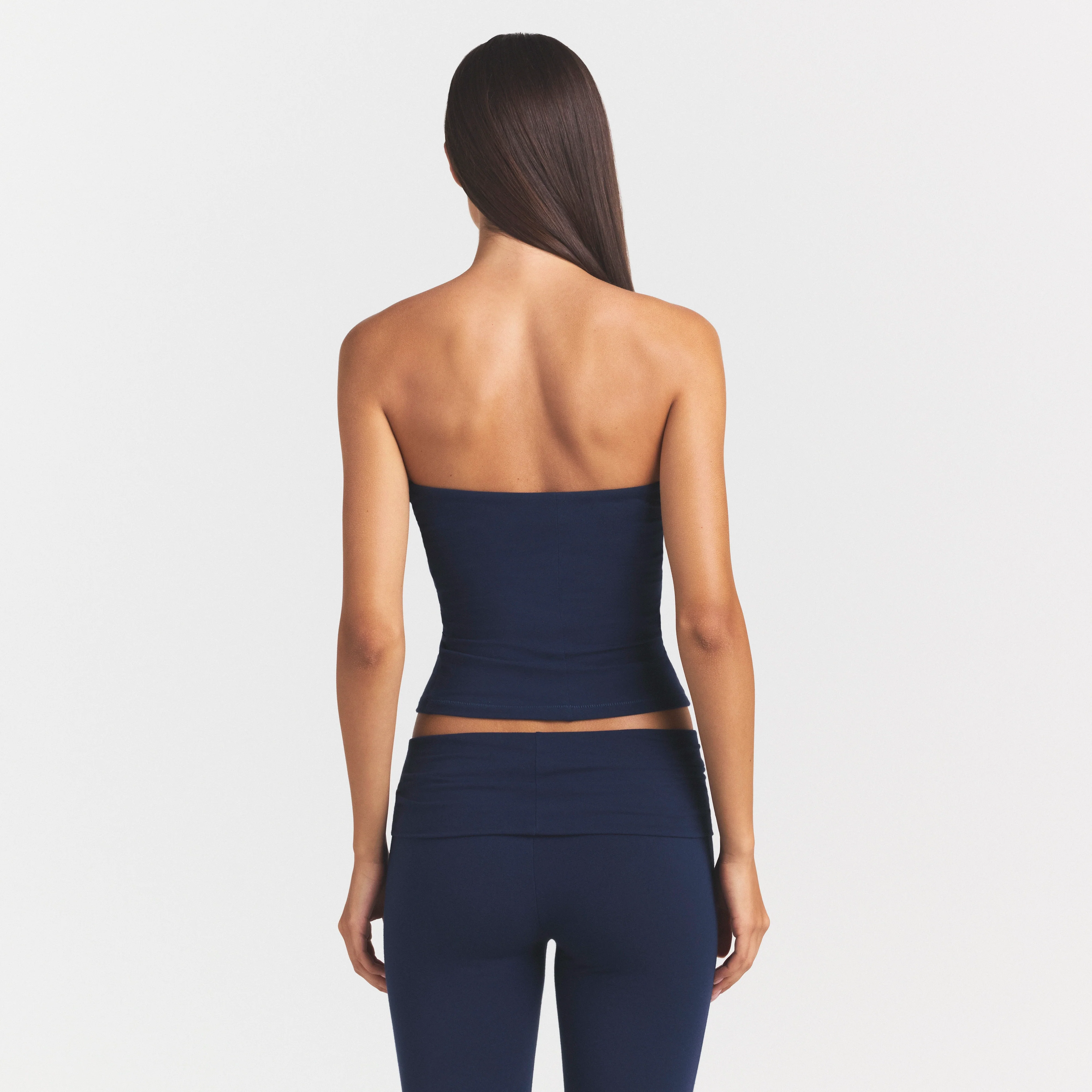 COTTON JERSEY TUBE TOP | NAVY - Image 4