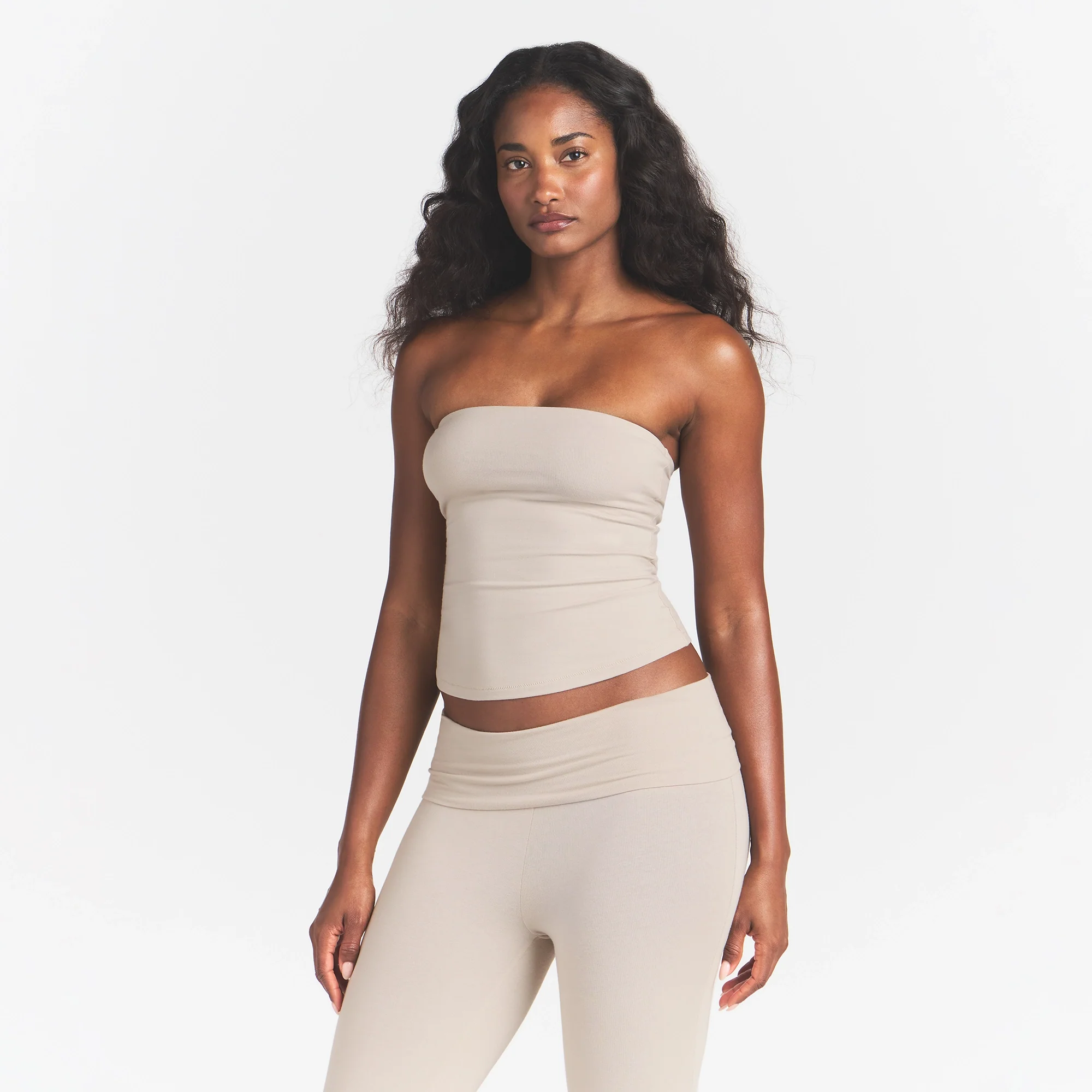 COTTON JERSEY TUBE TOP | STONE - Image 3