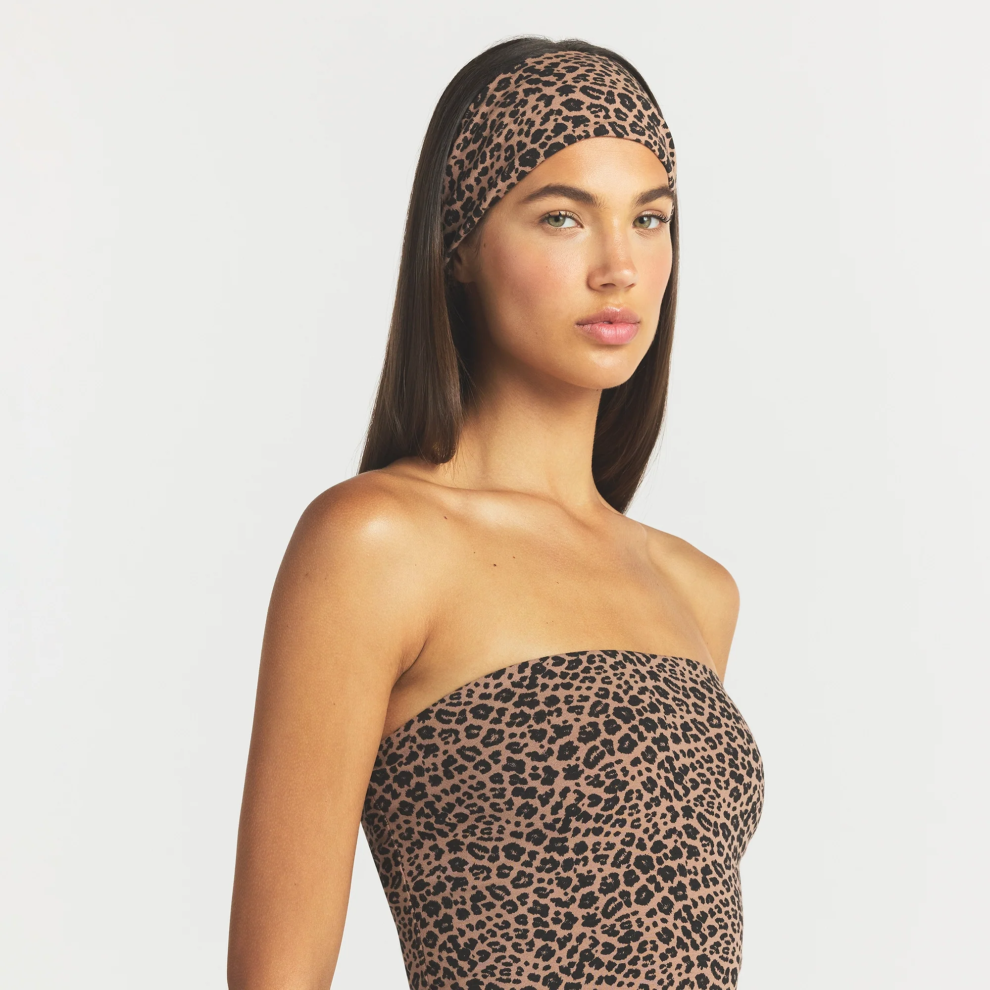 COTTON JERSEY WIDE HEADBAND | SIENNA NATURAL LEOPARD - Image 3