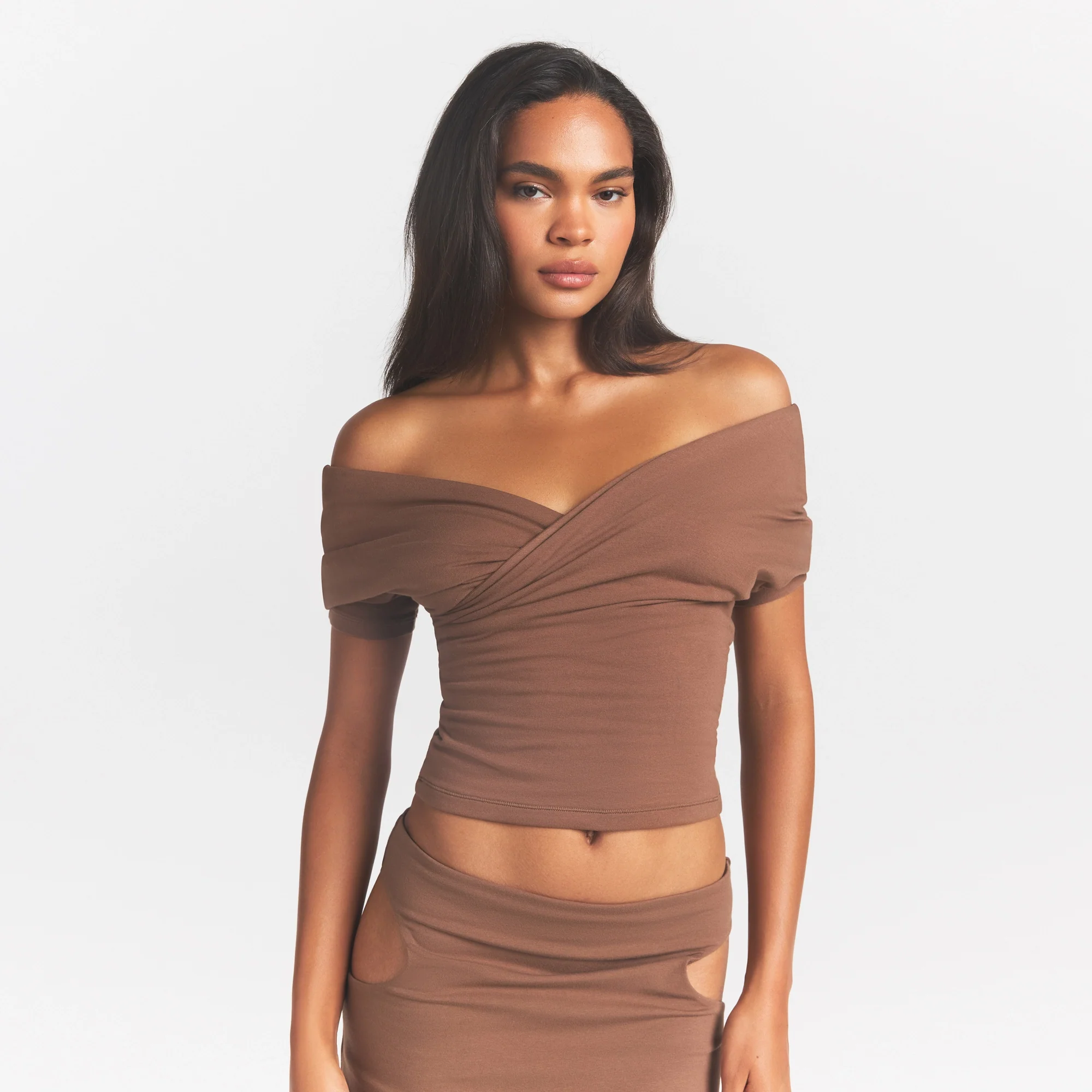 COTTON JERSEY WRAP TOP | JASPER - Image 3