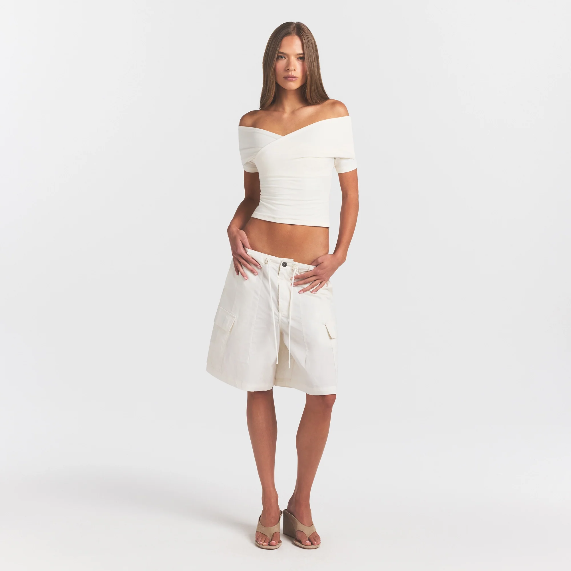 COTTON JERSEY WRAP TOP | MARBLE - Image 2