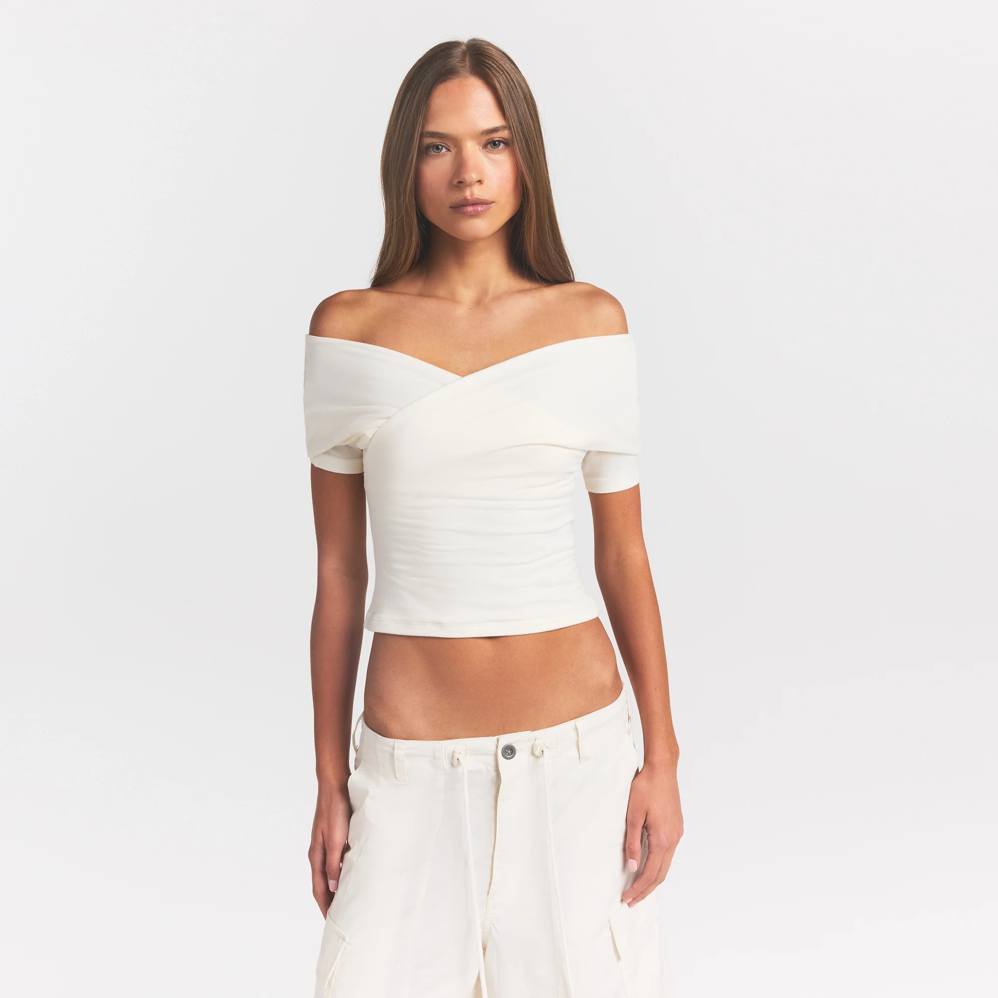 COTTON JERSEY WRAP TOP | MARBLE - Image 3