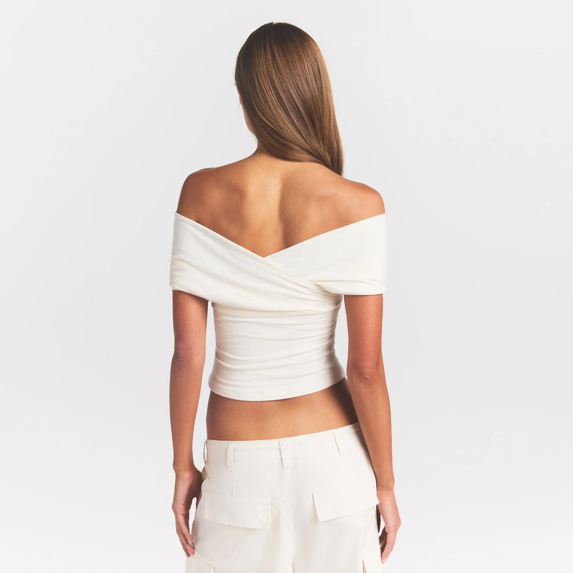 COTTON JERSEY WRAP TOP | MARBLE - Image 5