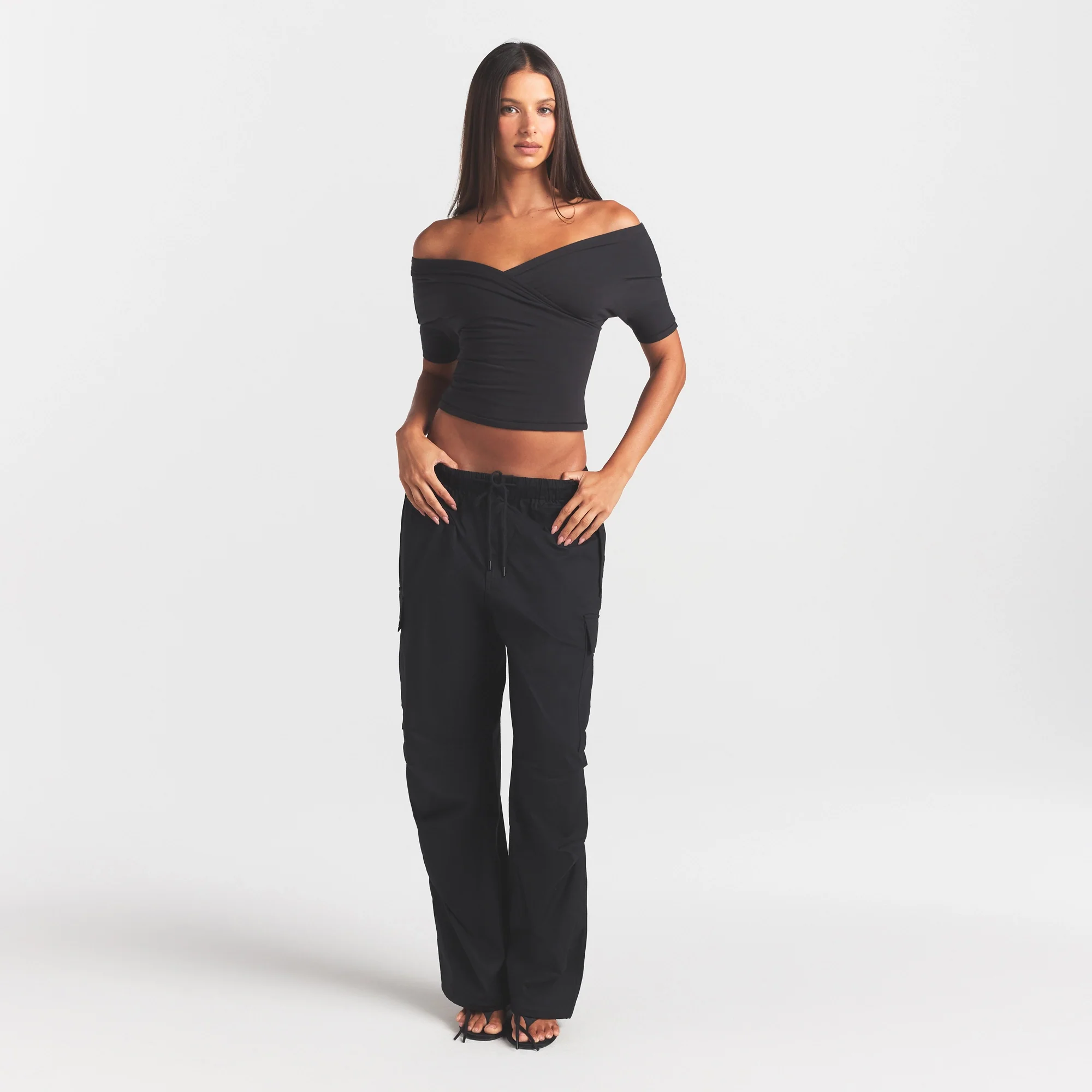 COTTON JERSEY WRAP TOP | SOOT - Image 2
